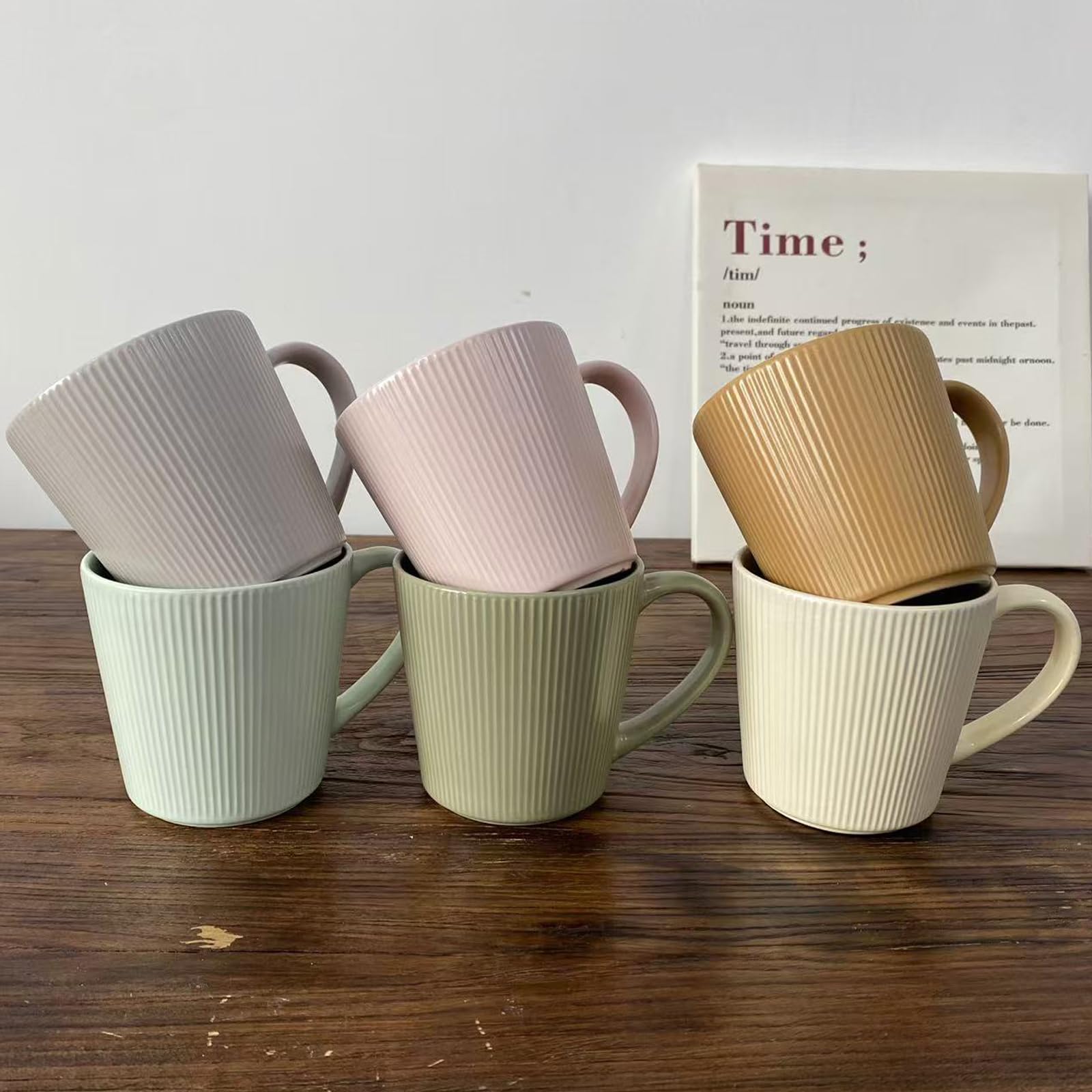 Tassen Set 6er - Kaffeebecher Groß 400ml - Tasse Matt Keramik - Kaffeetasse set mit Henkel - Coffee Mug set - Moderne Porzellan Kaffeehäferl - Mikrowellenfest-Mehrfarbig (Farbe 1)