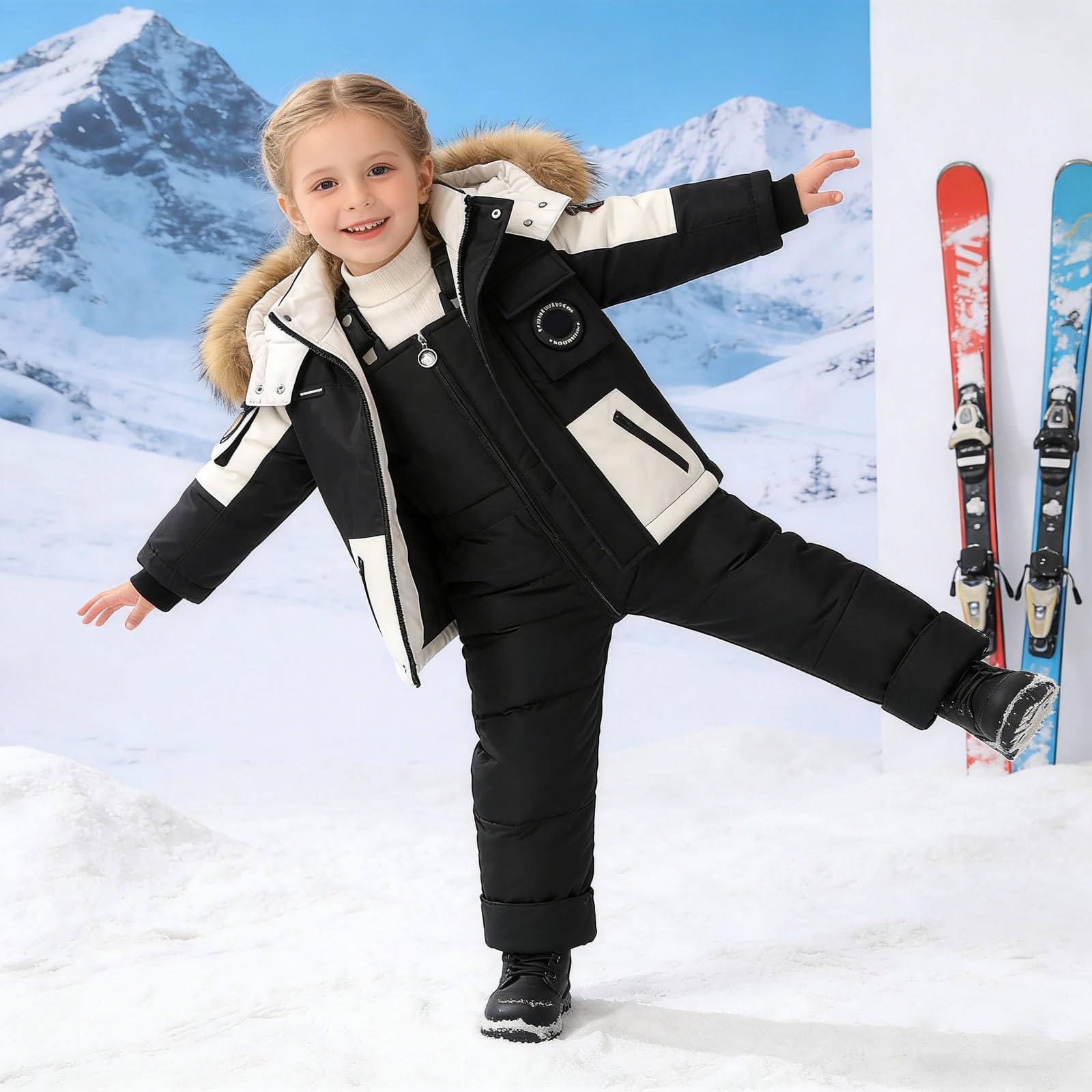 Combinaison de neige d'hiver isolée pour fille, salopette de ski avec veste, idéale pour les activités de plein air par temps froid