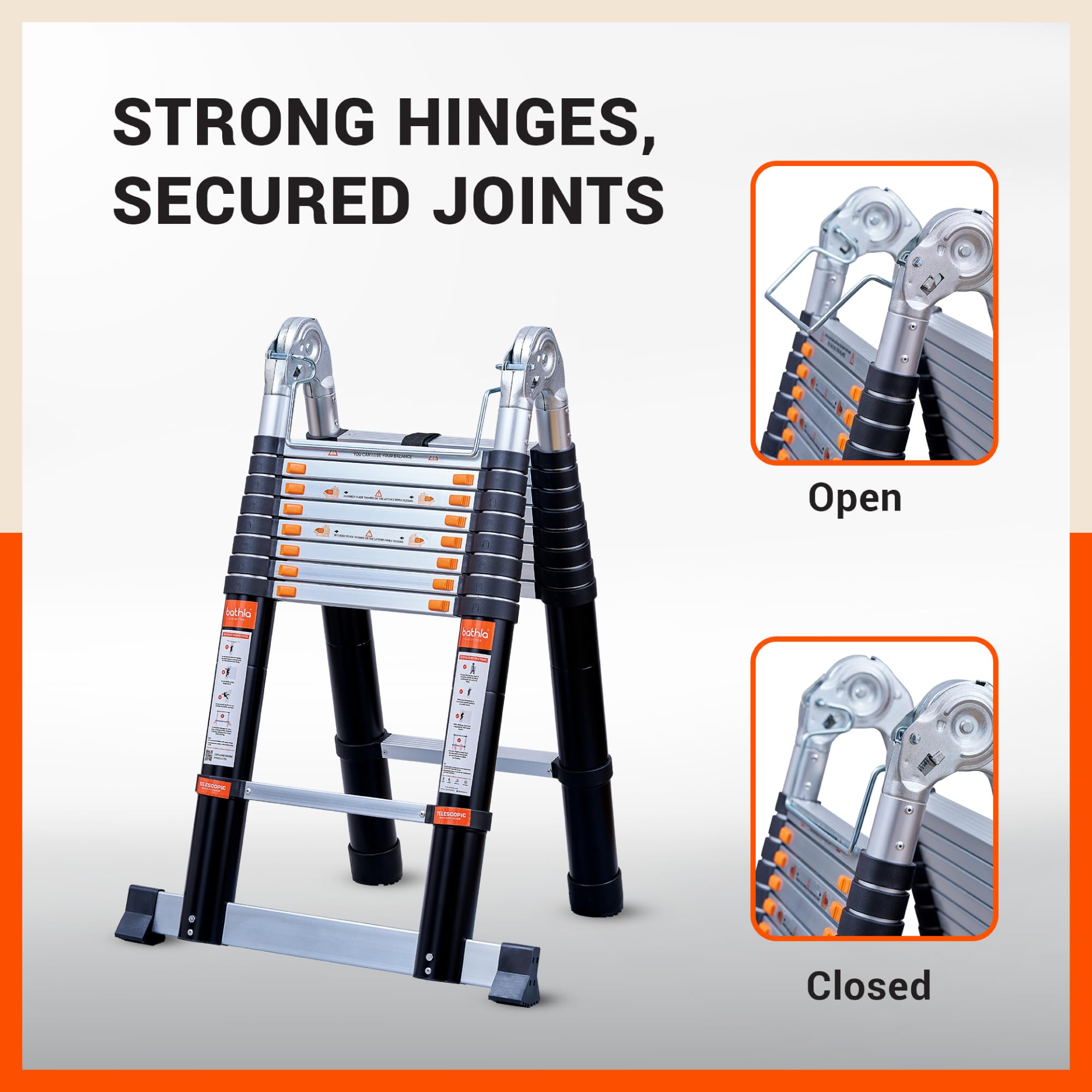 Bathla 18.5ft Telescopic Ladder - 18 Steps, Portable! -6