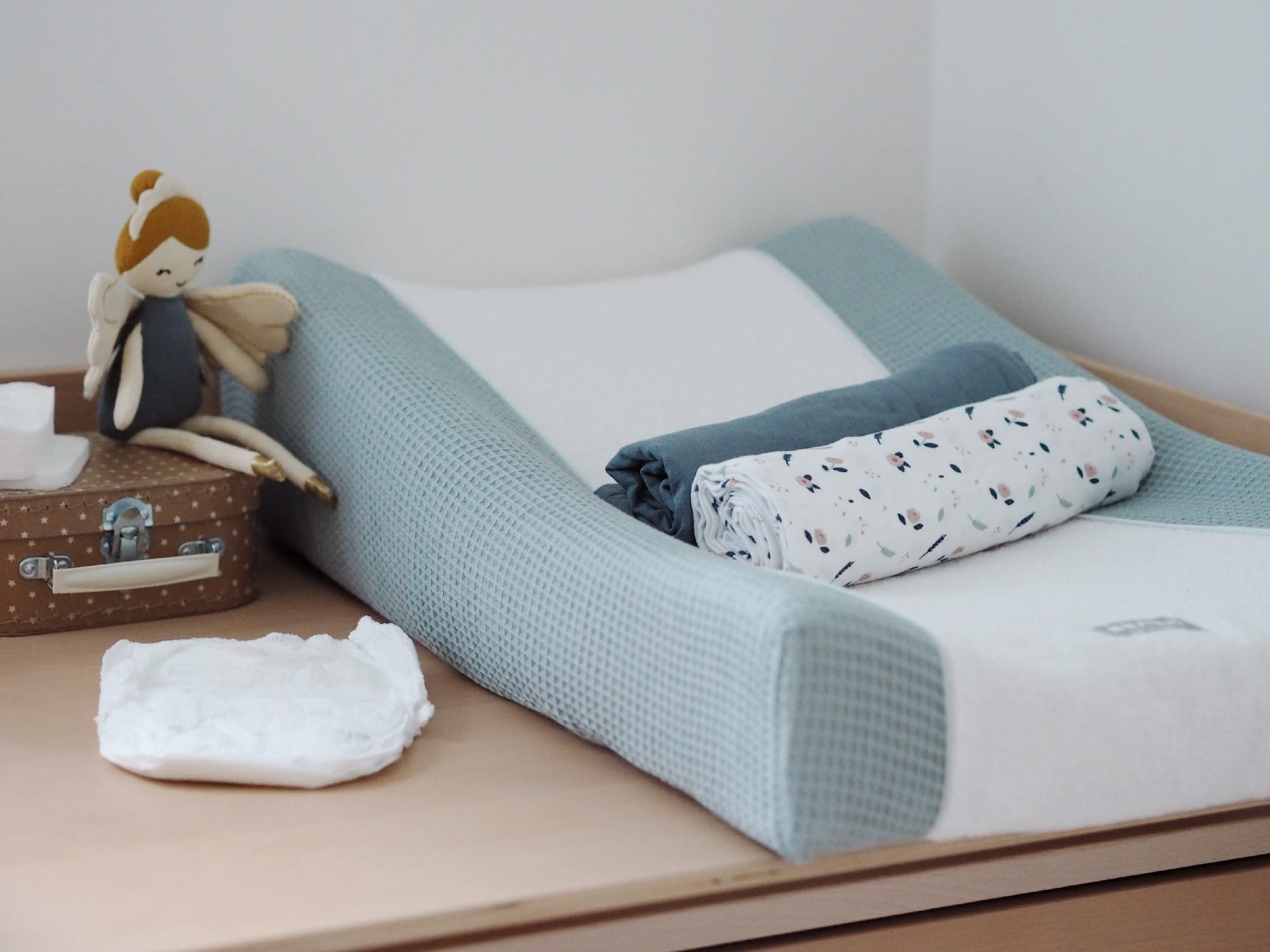 BÉABA Fodera per Materassino Fasciatoio Sofalange, 100% Cotone Biologico, Tessuto a Spugna, Lavabile in Lavatrice, Made in France, Tessuti Certificati Oekotex, Blu