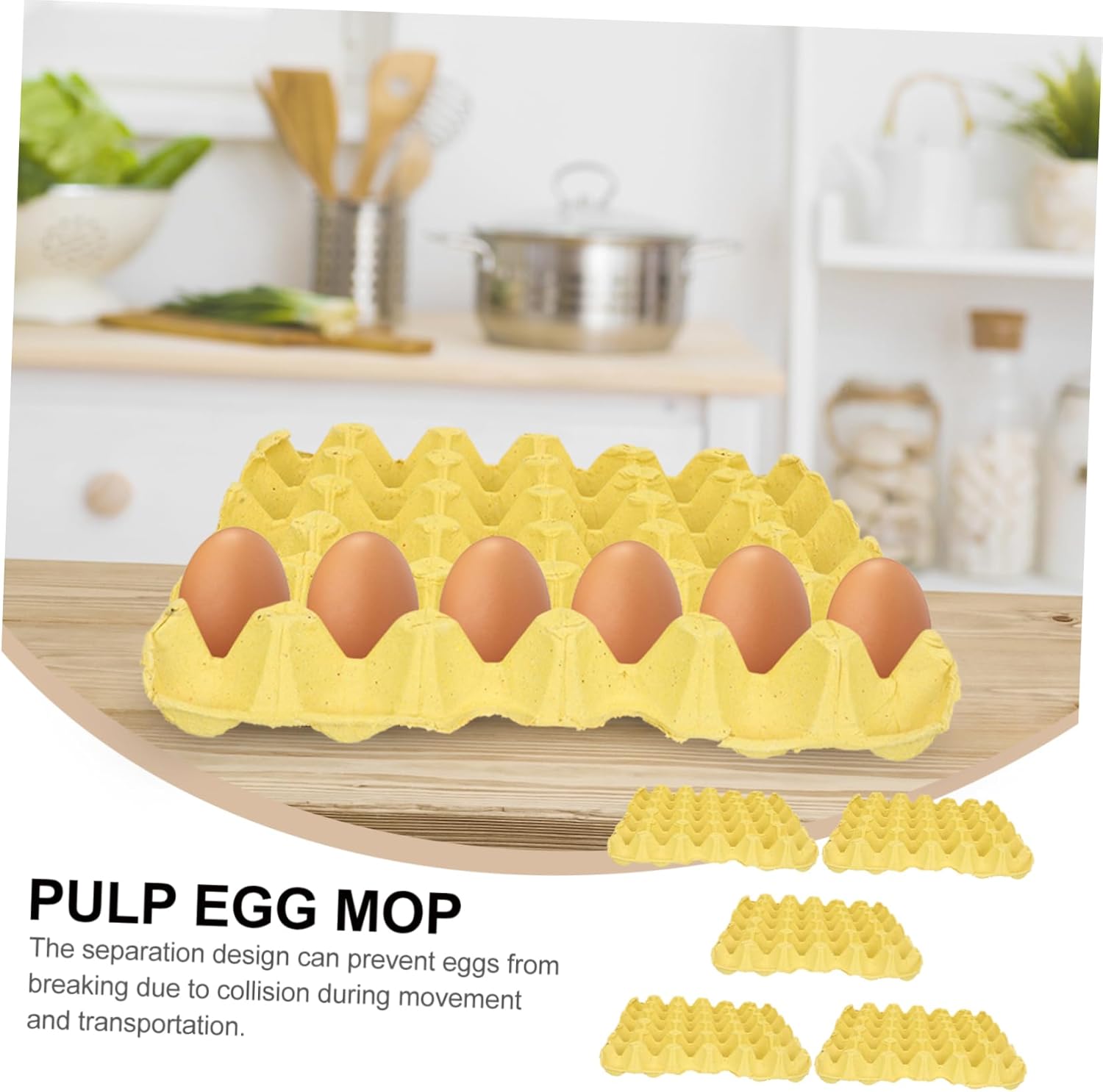 Cabilock 30-Piece Stackable Paper Pulp Egg Holders Convenient Egg Storage Trays for Kitchen and Restaurant Use Organizers