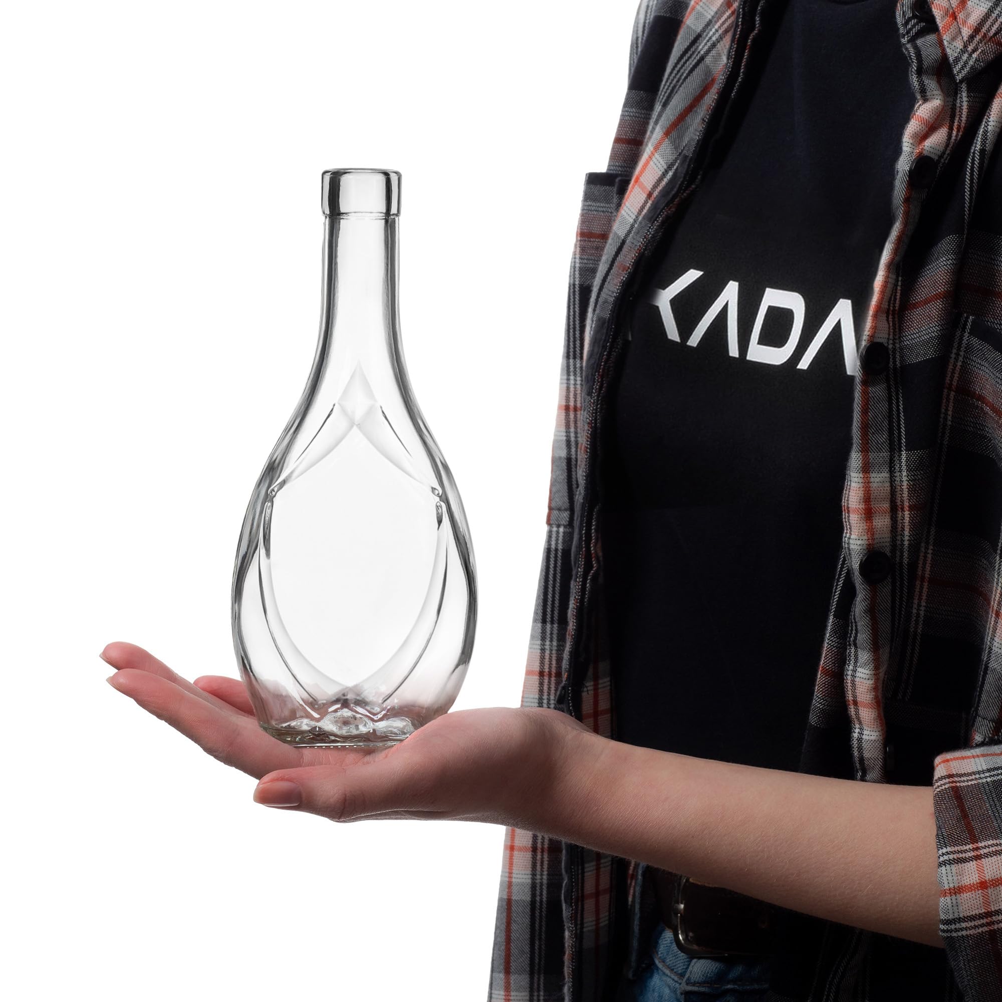 KADAX Lege glazen flessen 500 ml, 50 stuks, likeurflessen met kurk, flessen om te vullen met likeur, wijn en jenever, decoratieve flessen, glazen wijnflessen