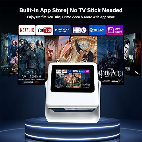 Miniatura 5 de Proyector portátil con pantalla táctil inteligente, proyector de película Native1080P 4K, WiFi 6 Bluetooth para cine en casajuegosexteriores