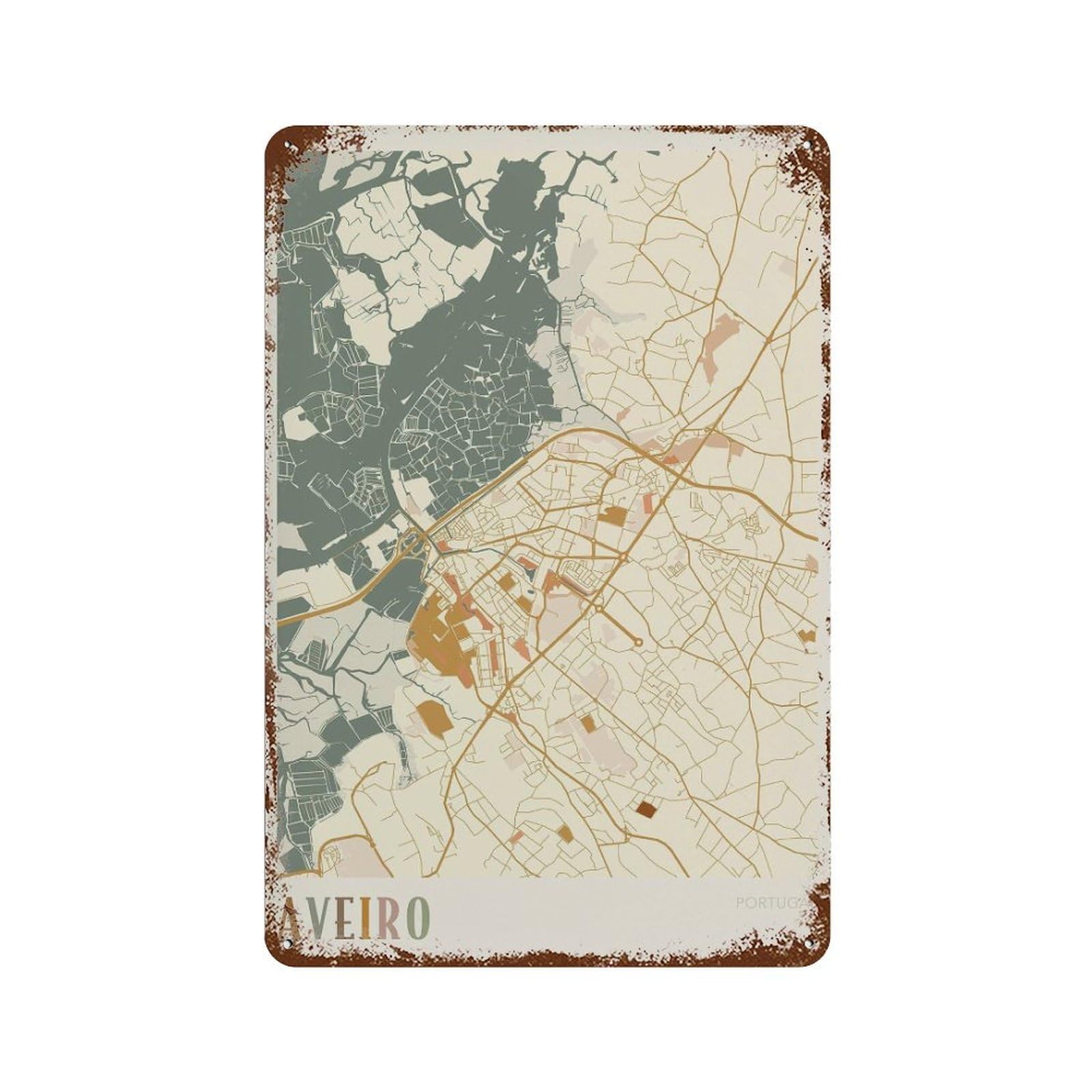 xiaoxiaoshen Aveiro Map Portugal Travel Gift Boho (2) Wall Decor Art Metal Tin Poster Modern Home Decor Art Home Bar Shop Decorations Vintage Sign 30x20cm