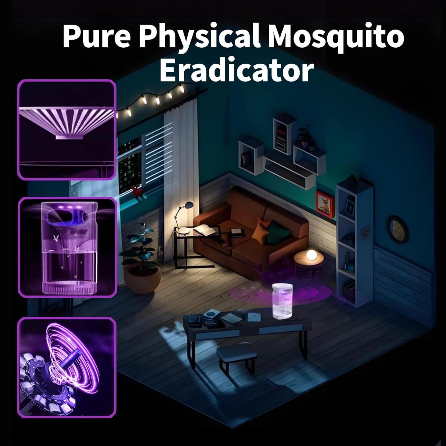 Potente Trappola per Mosche Interna Elettromacchina Zanzare con Luce e Aspirazione Non Sono Necessarie Schede Adesive Miglior Catturatore Moscerini Falene delle Frutte
