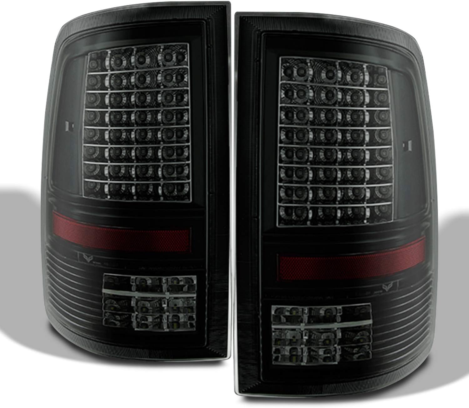 AKKON - [Black Smoke Bezel Fits 2009-2018 Dodge Ram Dual LED Projector Smoked Headlights & LED Tail Lamps