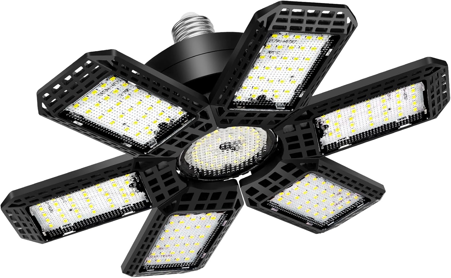 1 Pack Garage Lights, 28000LM Super Bright LED Shop Lights with 6+1 Deformable Panels, 6500K Garage Light Ceiling Led, E26/E27 Socket Screw in Bulb for Warehouse, Workshop, Basement, Attic