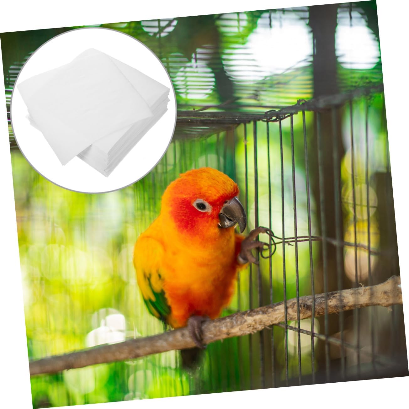 ORFOFE 300Pcs Birdcage Liners for Parakeets and Large Cages Disposable Non Woven Fabric Urine Pads Absorbent Mat for Birdcage Cleanliness and Comfort