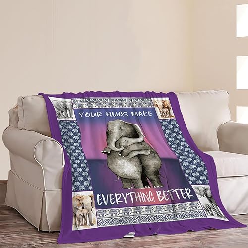 Miniatura 2 de Manta de elefante, suave y cálida, manta de felpa de elefante, acogedora y ligera, manta de decoración de ropa de cama de elefante, manta de