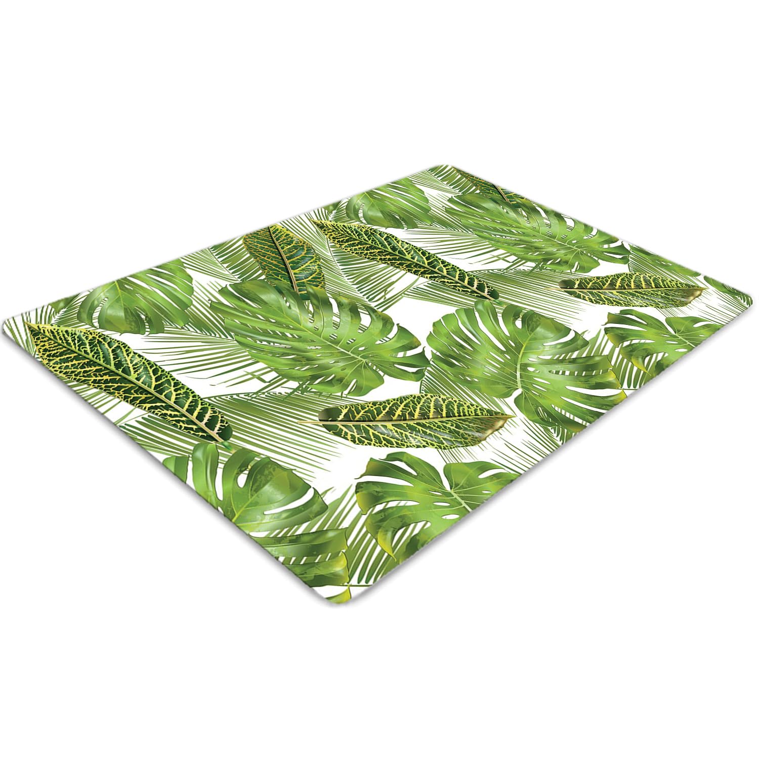 Tapis de chaise 120x90 cm PVC motif feuilles exotiques pour protéger le sol