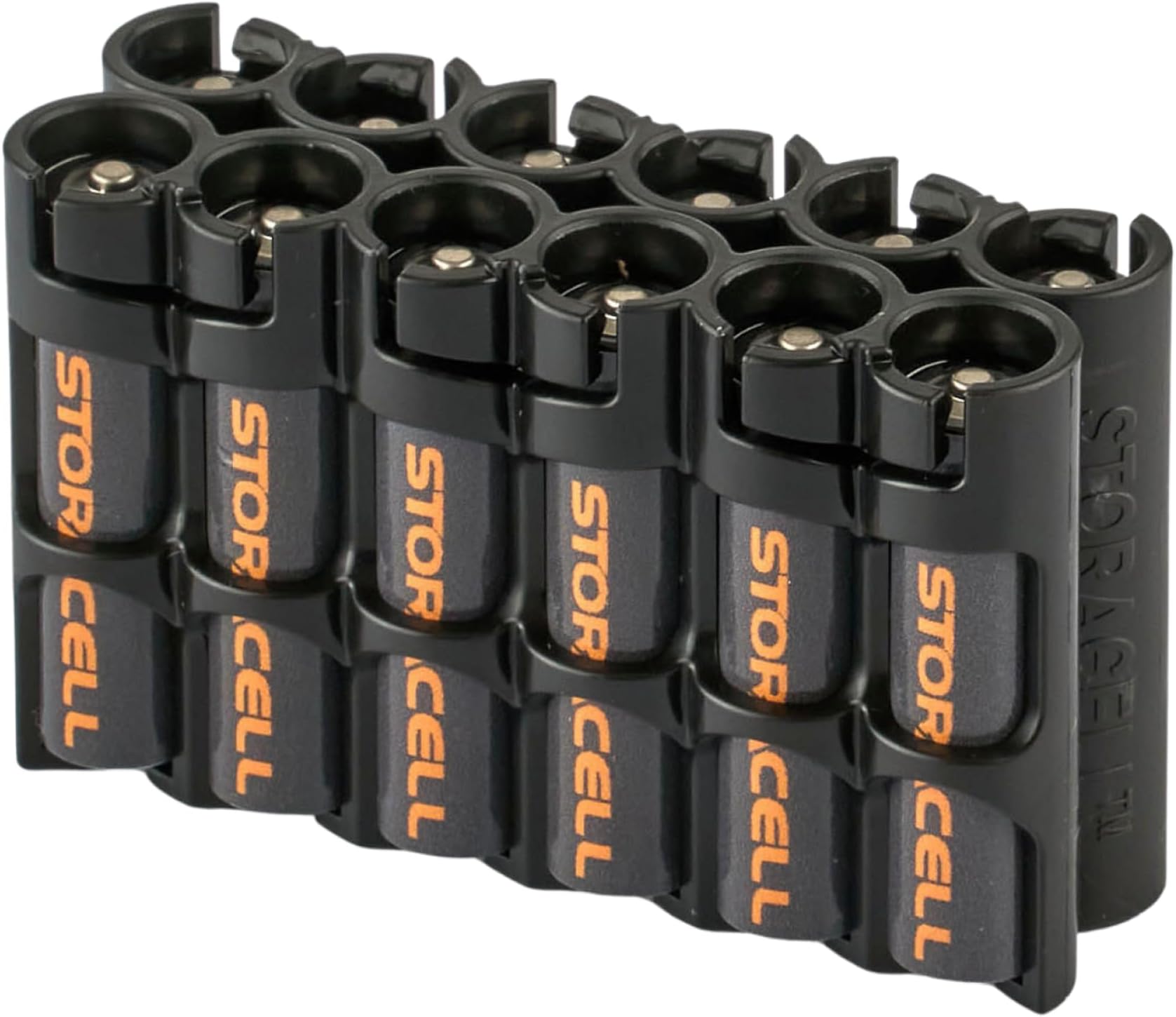 by Powerpax AAA Battery Storage Caddy, Black, Holds 12 Batteries (Not Included)