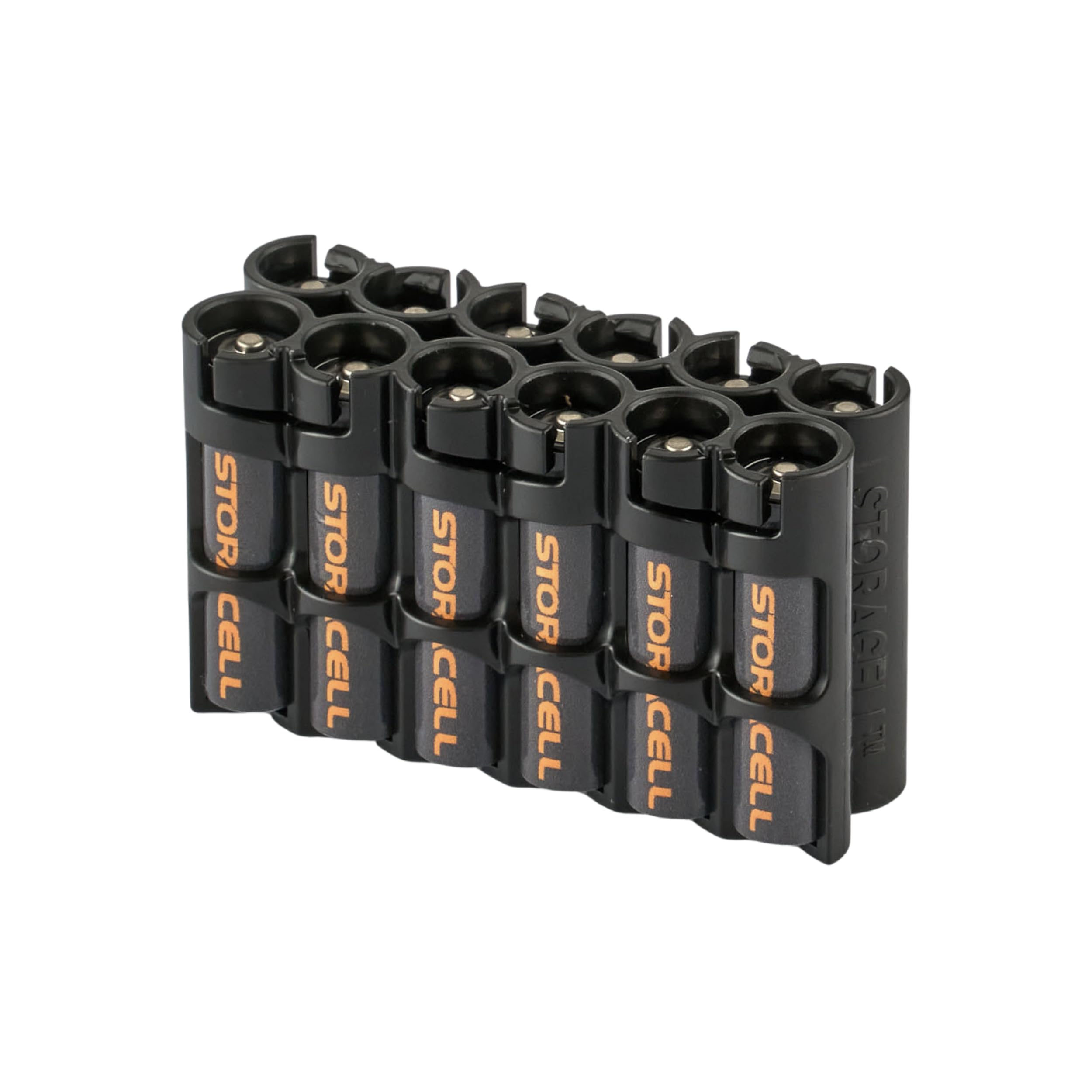 AAA12pkTB by Powerpax AAA Battery Caddy, Black, Holds 12 Batteries