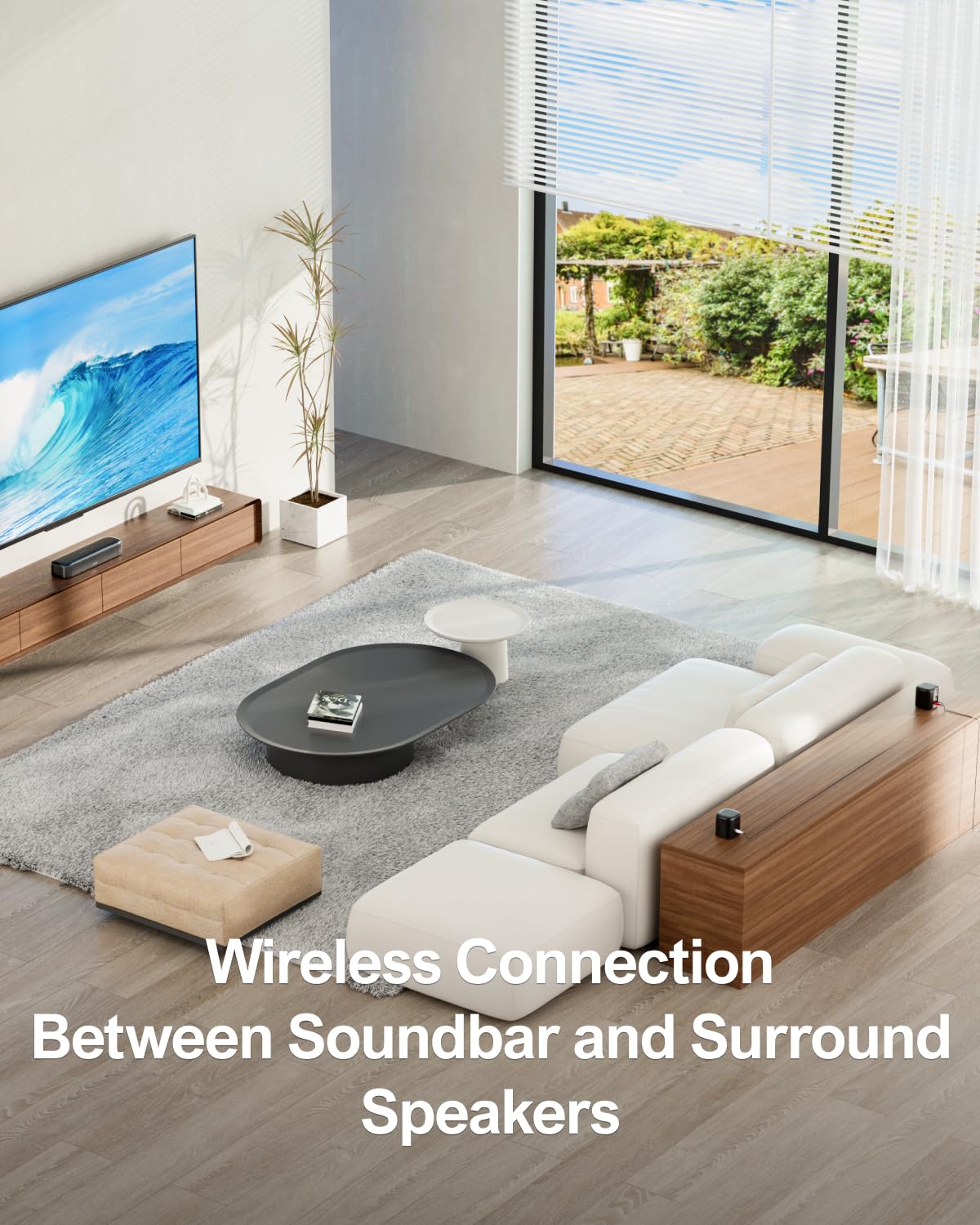 ULTIMEA 5.1 Surround Sound System, soundbar do TV z sterowaniem przez aplikację, soundbar z subwooferem, 2 głośniki surround, domowe kino z regulowanym basem,