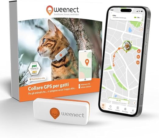 Collare GPS Per Gatto – Localizzatore Senza Abbonamento, Tracciamento In Tempo Reale, Impermeabile IP67, Batteria CR2032 8-10 Mesi, Verde