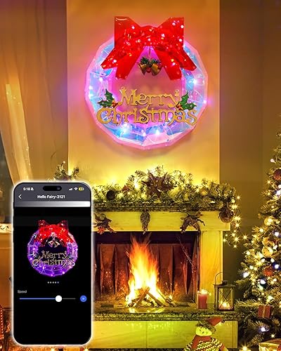 12" Christmas Wreaths Lighted with DIY Color Changing, Smart App