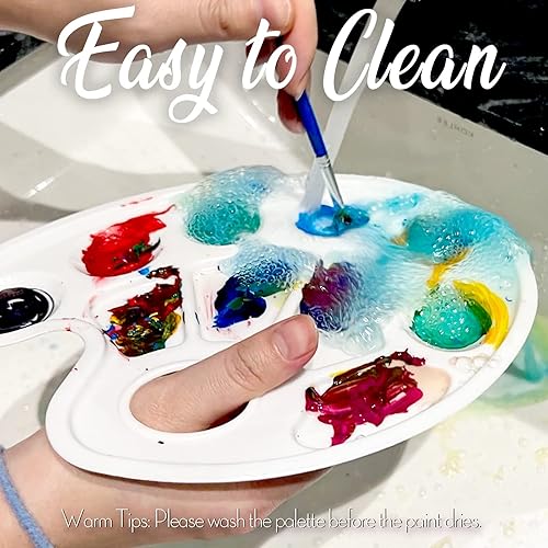 Miniatura 8 de FANDAMEI Paletas de Bandeja de Pintura Ovaladas, 8 PCS Paletas de Bandeja de Pintura Blanca de Plástico, Paletas de Pintura Paletas de Pintura