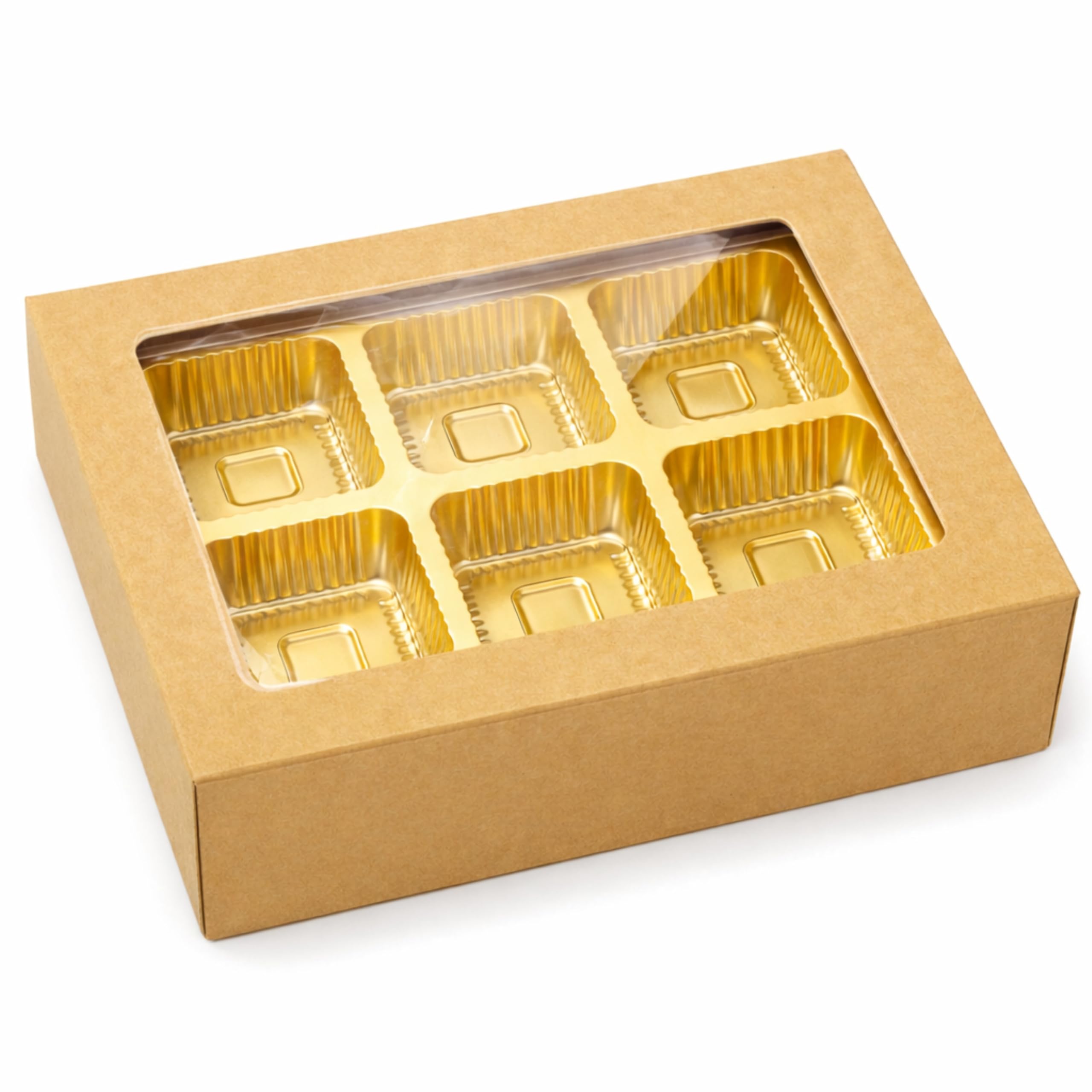 Pitaraa Junction Premium Brown Window Chocolate Cavity Box | 6-Cavity Kraft Packaging Box for Chocolates, Dry Fruits & Gifting | Sturdy Eco-Friendly Treat Box – 5.5 x 4 x 1.5 Inches (Pack of 10Piece)-image-46