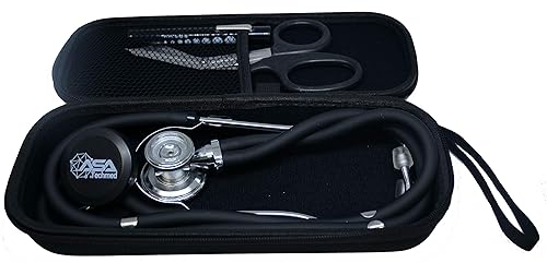 Sprague Rappaport - Estetoscopio de doble cabeza para adultos + estuche de almacenamiento ligero gratis, transparente multiusos, luz de pluma, cinta