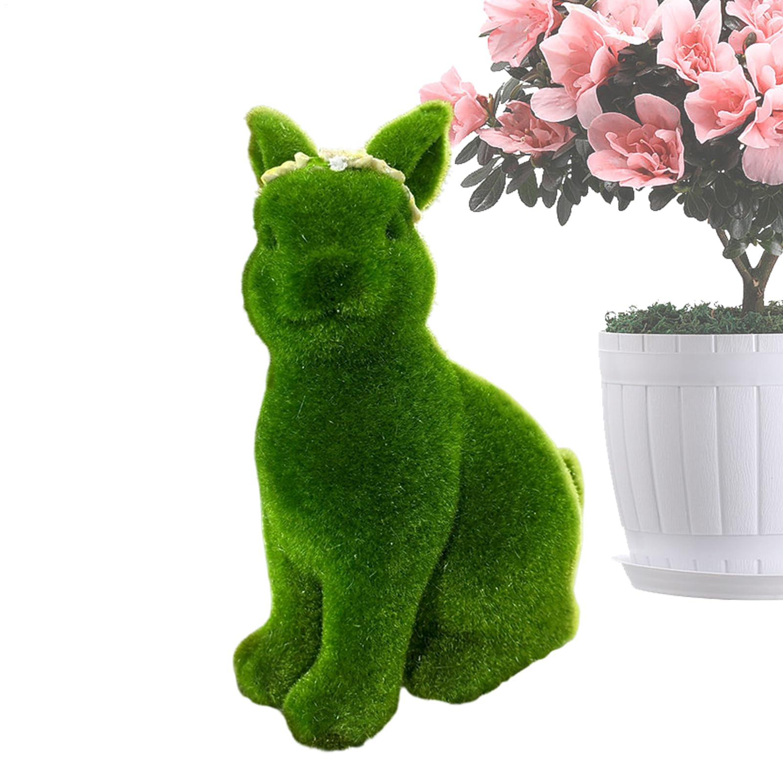 Figurine de lapin de Pâques floqué en résine verte pour décoration de table