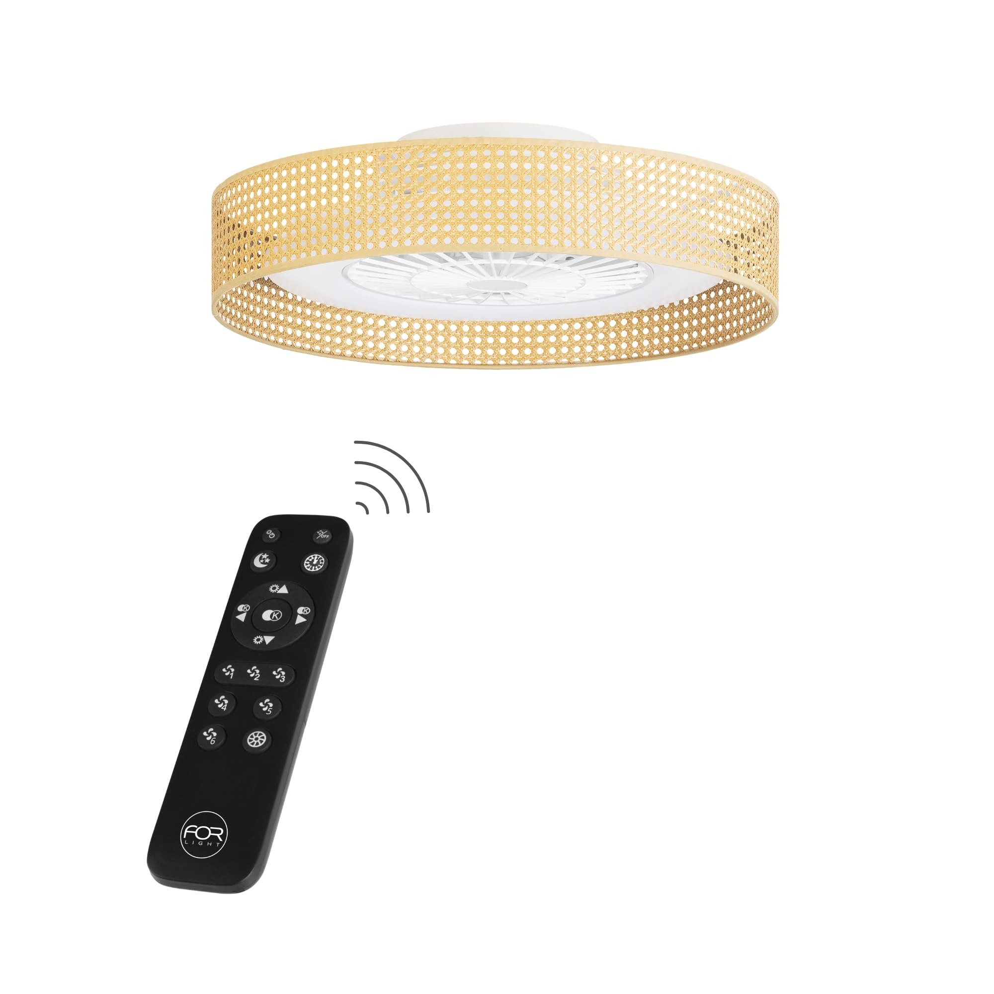 FORLIGHT Ventilatore A Soffitto Con Luce LED E Design Vimini, 6 Velocità, Telecomando, Regolazione Colore 2700-6000K, Silenzioso, IP44 Per Interni/Esterni - 2