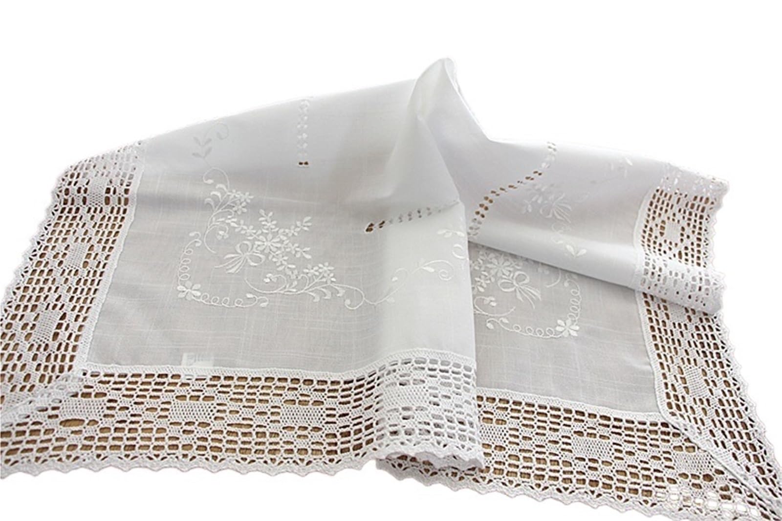 ZNTIHZ Embroidered Tablecloth Elegant Bedside Table Cover Lace Dining Decoration Accessories For Furniture Dresser(85x85CM)