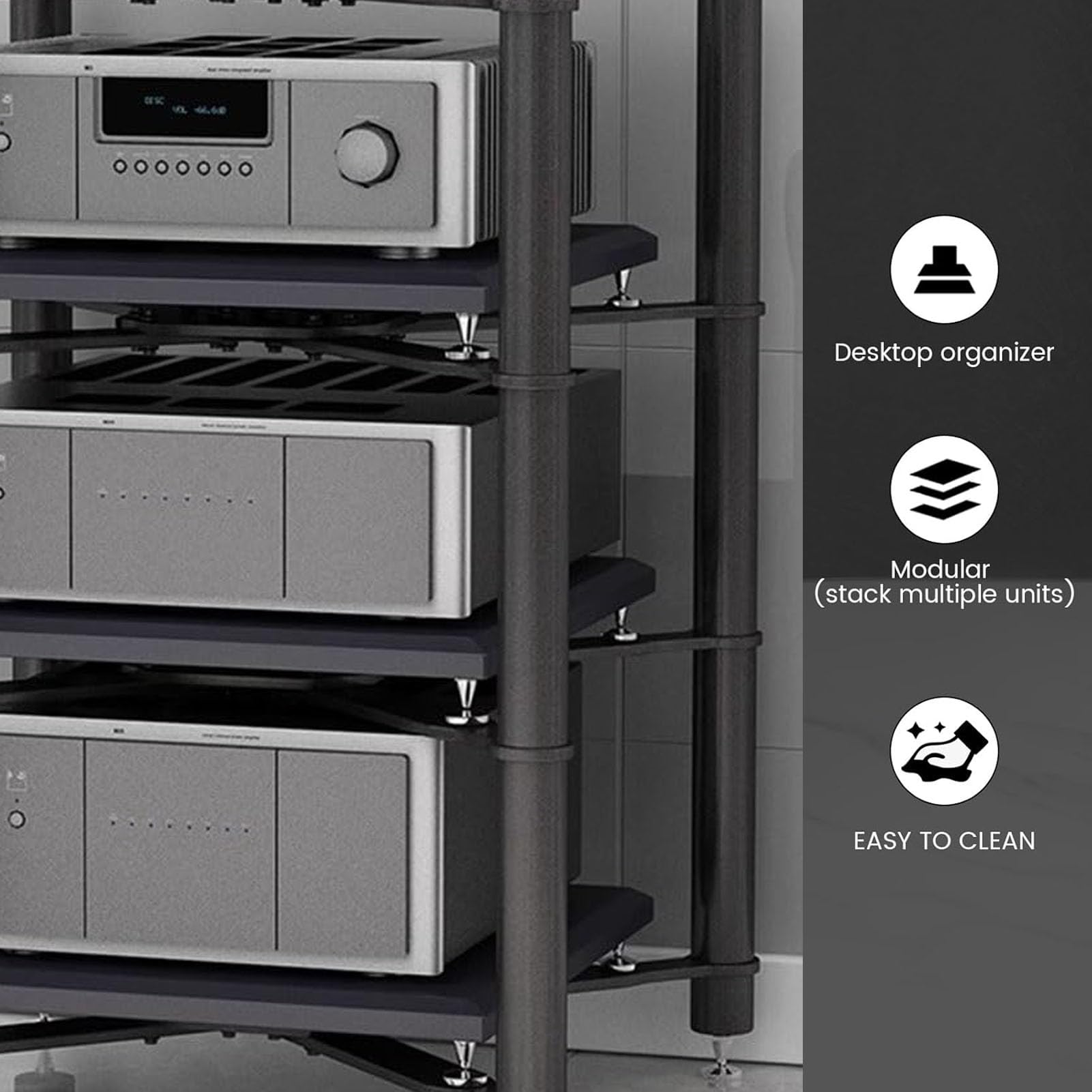 Audio-schrank, Hifi-rack, Av-regal, 1/2-stöckiger Mdf-tv-ständer – Stabiler Plattenspieler-ständer Mit Platz Für Drucker – Multifunktionales Möbel Für Home-entertain(Size:70*70*50cm(2Tier),Color:Weiß)