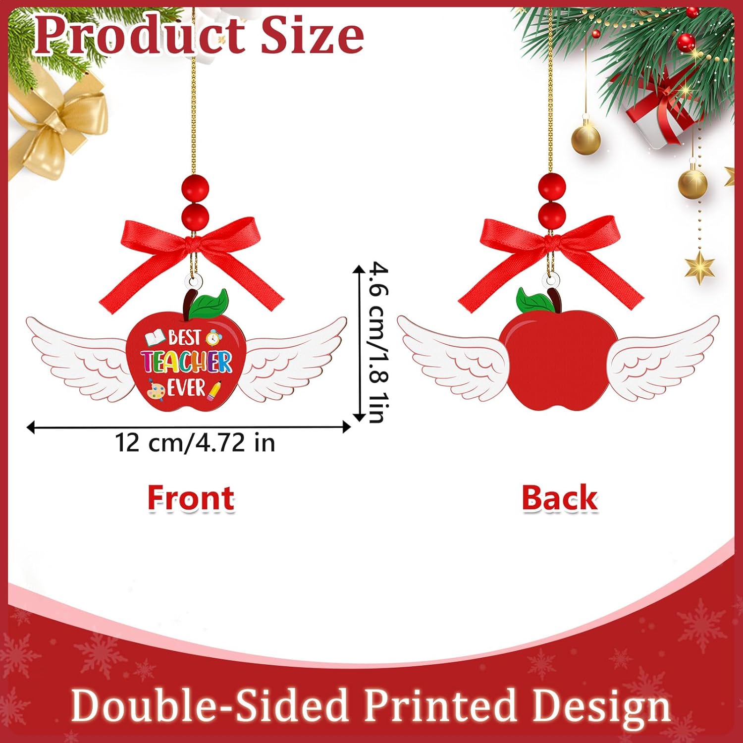 Easter Angel Teacher Ornaments Wooden Hanging Angel Wings Ornament Teacher Theme Xmas Tree Decorations for Home Crafts Teacher Lovers Family Holiday Party Supplies - Image 3