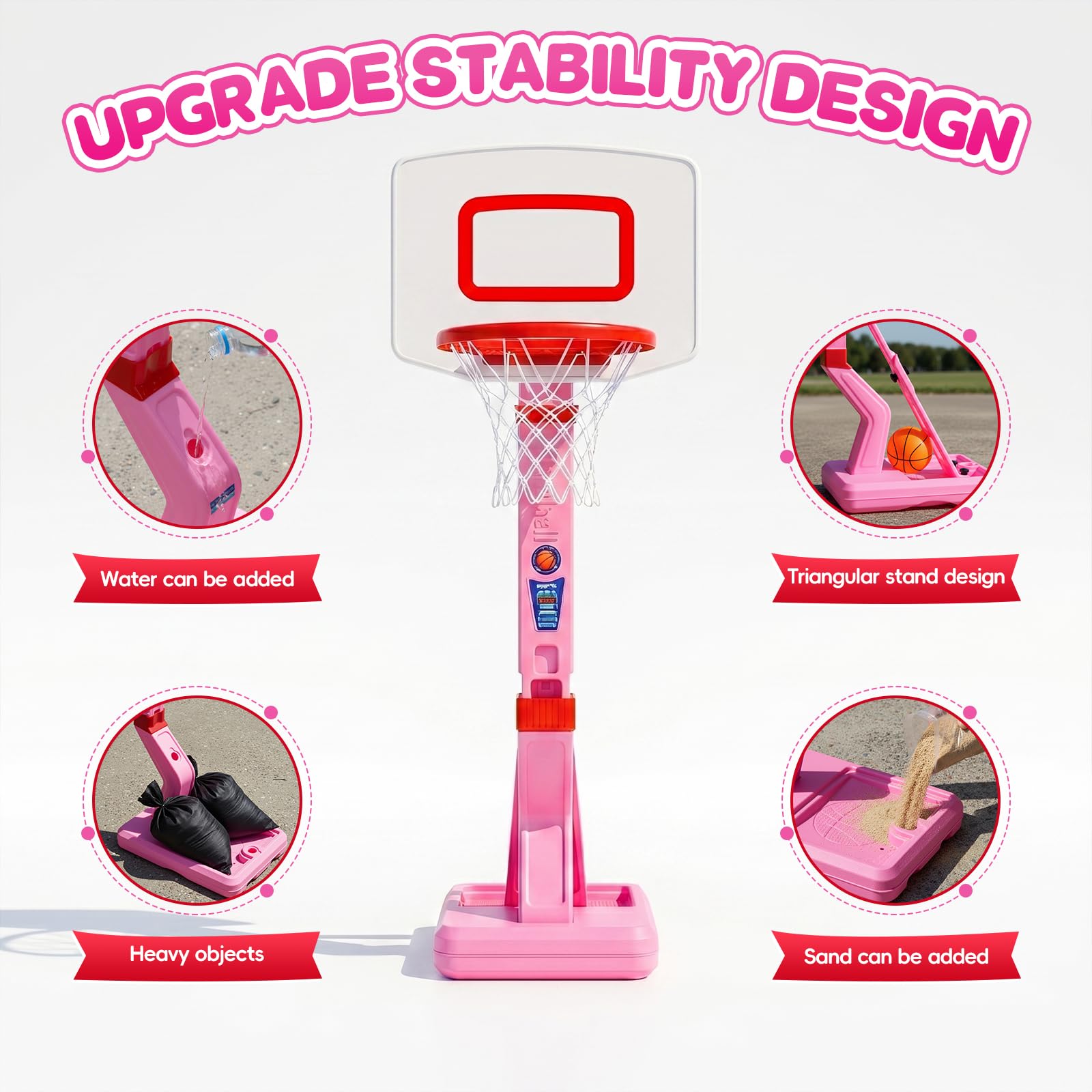 Canestro Basket Bambini, Altezza Regolabile 70-138 CM Con Supporto Mini Canestro Basket Da Camera Per Giochi Per Bambini Dai 3 Agli 8 Anni