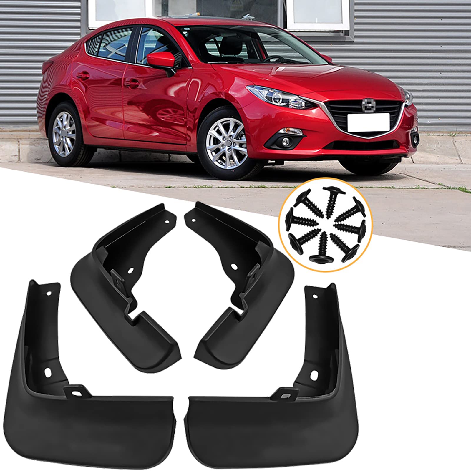 Anti-éclaboussures avant arrière Mazda 3 kit 4 pièces garde-boue JONASC