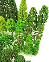 Vista 6 de Tazimi 60 árboles modelo de 1.36 a 6 pulgadas, modelo mixto, tren, paisaje, arquitectura, árboles falsos para manualidades, modelo de construcción