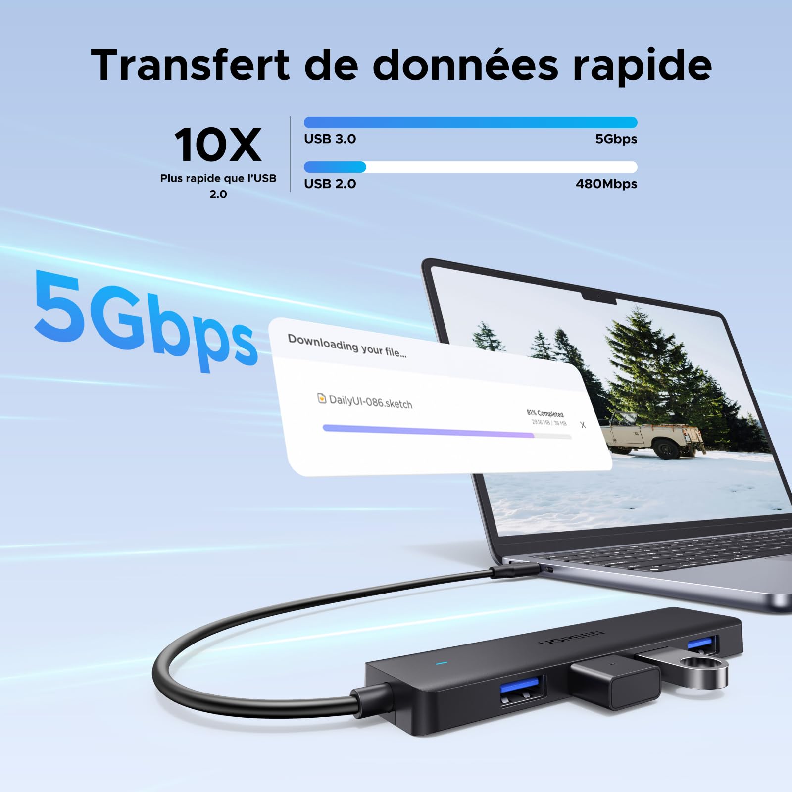 UGREEN Hub USB C 4 USB 3.0 5Gbps Multiport Compatible MacBook iMac Surface XPS PC