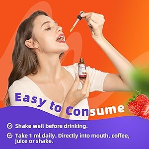 M inch Magnesium Glycinate Liquid, High Absorption Magnesium Liquid Drops with Cellulose Fiber, Bromelain, Vitamin B6, C, D, Zinc, Magnesium Supplement for Kids and Adults, Strawberry Flavor, 2 Pack