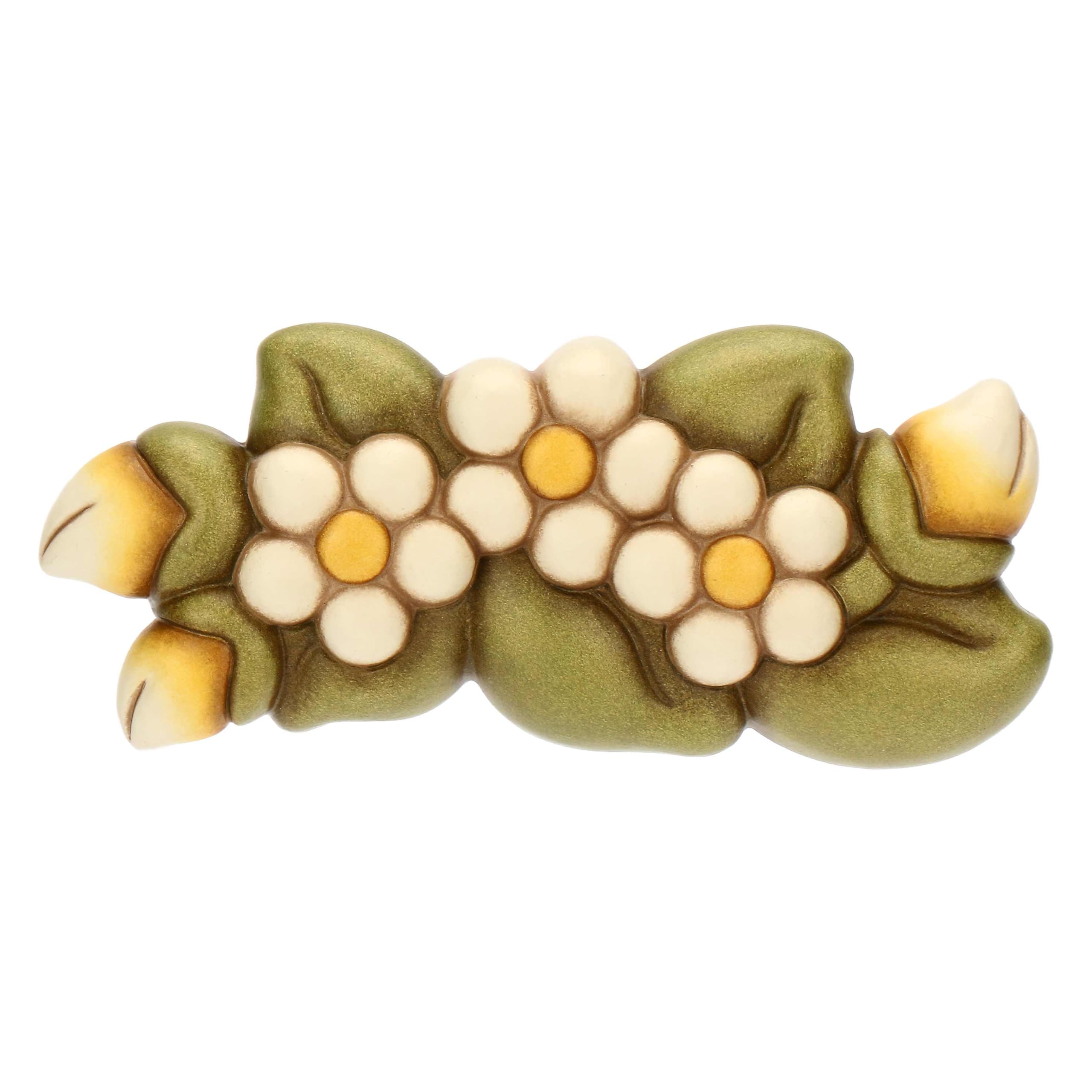 THUN - Floral Wall Decoration - Ceramic - Country Bloom Collection - 16.3 x 2.5 x 7 cm