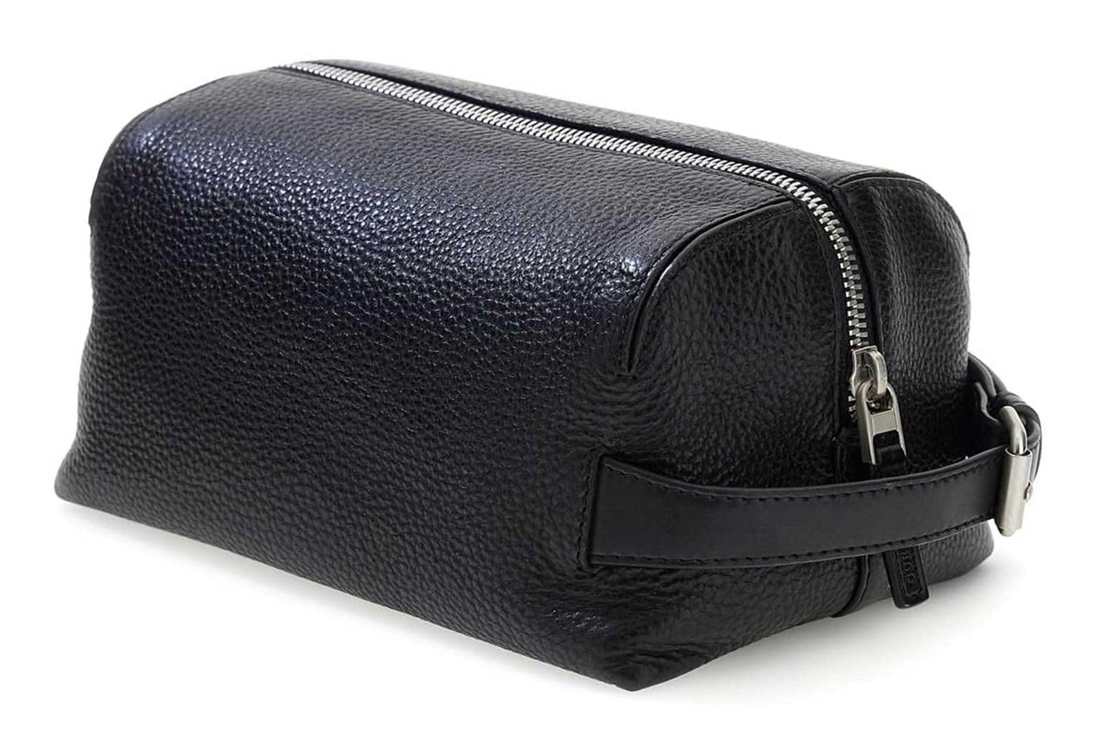 GUESS Pelle borsa da toilette Monaco Necessaire Black nero