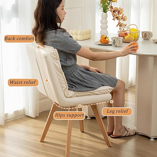 Miniatura 5 de JKGHK Dining Chairs, 360° Swivel Room Chairs, Upholstered Kitchen Side Chair, Armless Leather Leisure Chair with Solid Wood Legs, for Sofa Side,