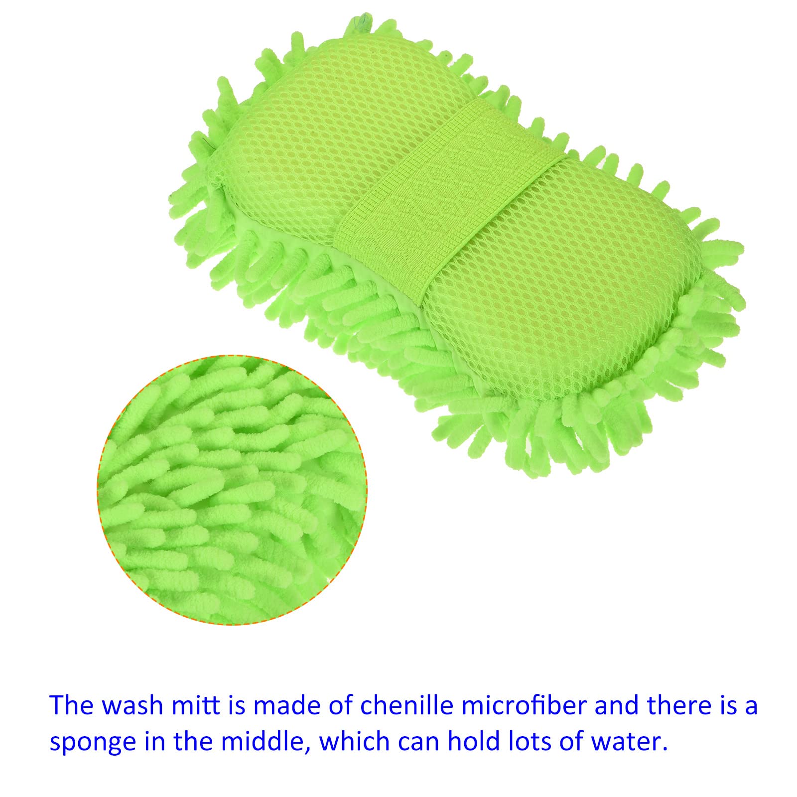 M METERXITY 2 Pack Chenille Sponge Mitten, Universal Glove Wash/Wipe Glass, Window, Screen - Image 4