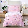 Rainbow Print Duvet Cover Sets Hearts Pattern Girls Bedding Set Soft Breathable Bed Collection ToddlerJuniorCot Pink Reversible Quilt Cover Single Size