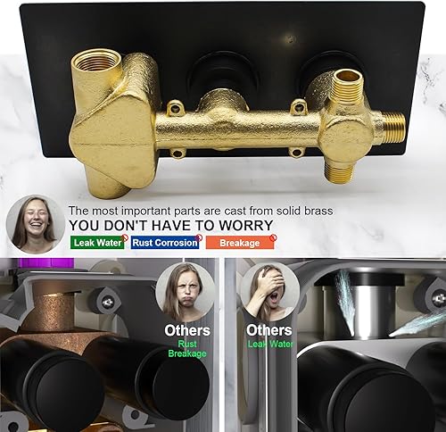 Miniatura 78 de Enga Sistema de ducha termostático doble, grifo de ducha de lluvia doble de montaje en pared de 12 pulgadas + 6 pulgadas, todas las funciones se Oro