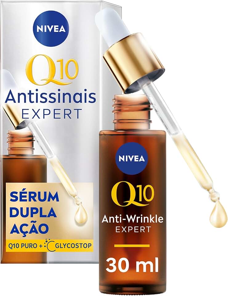 NIVEA Q10 Sérum Antissinais Expert Dupla Ação 30ml, Previne e Reduz Rugas, Renova a Pele, Tecnologia Glycostop, Hidratação Profunda