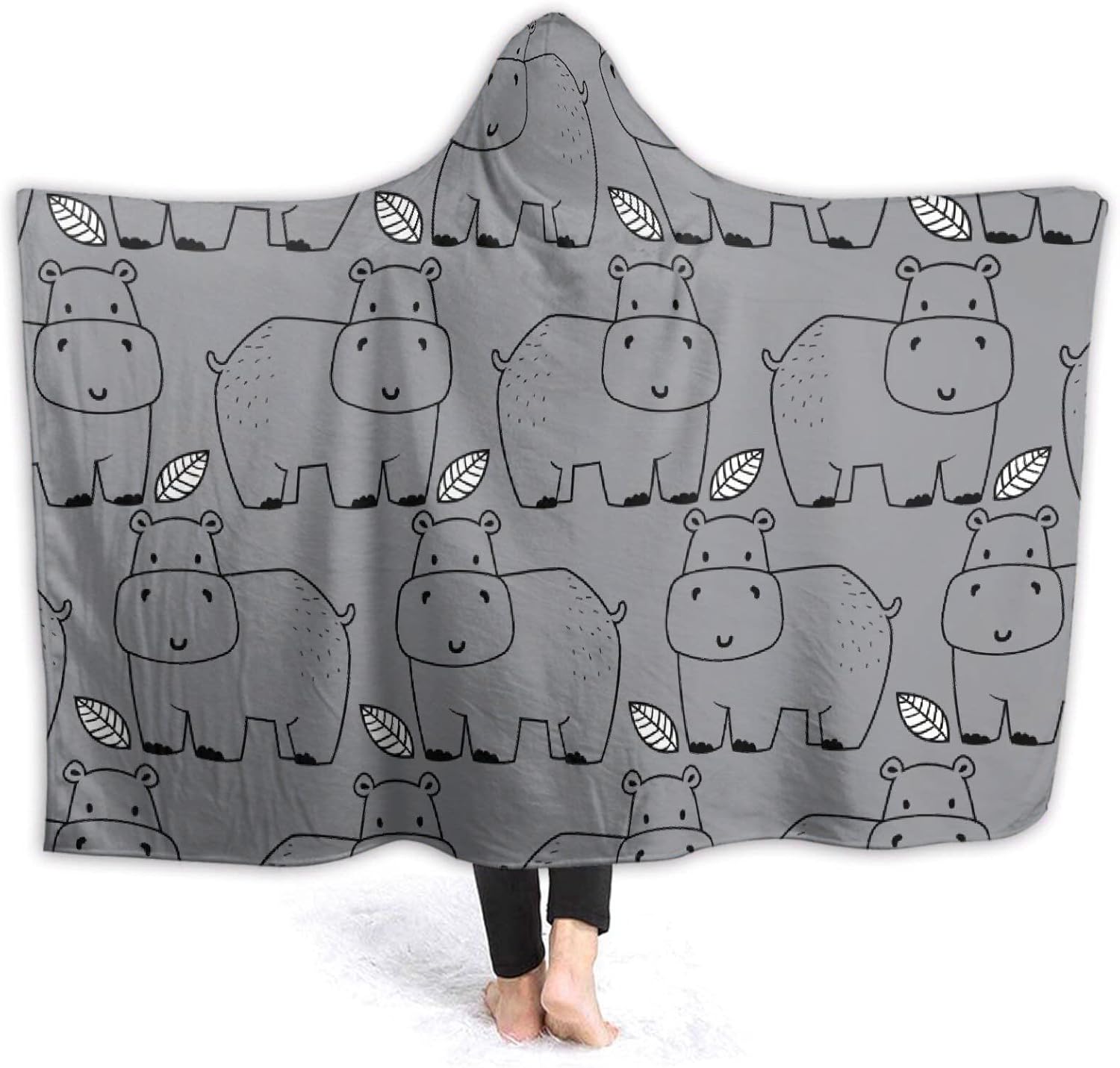 grey blanket with hippo