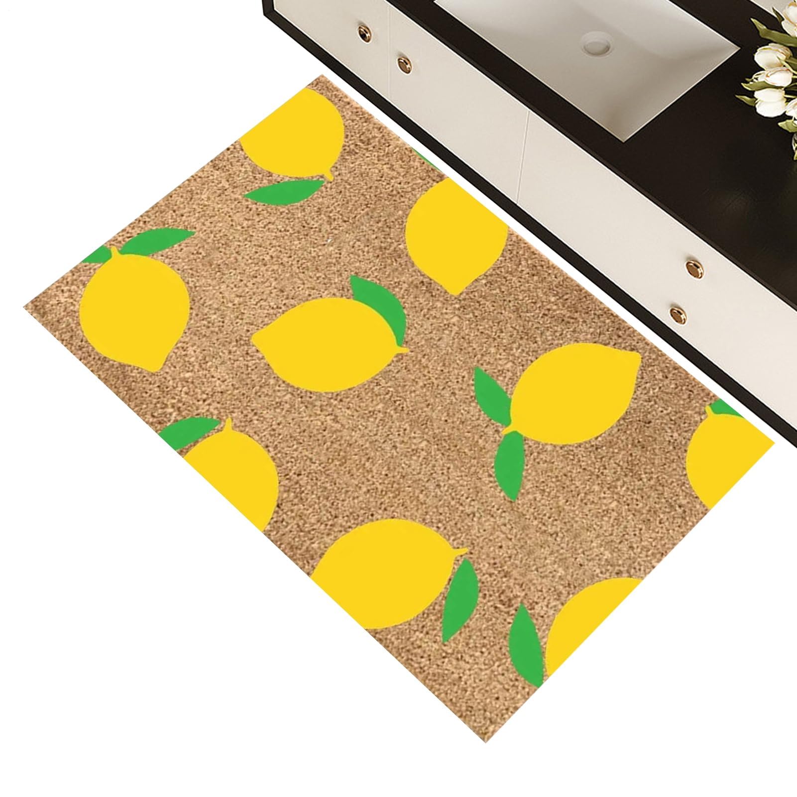Tapete de bienvenida antideslizante con estampado floral decorativo para puerta delantera, cocina, garaje, entrada, dormitorio, duradero, fácil de limpiar, ideal para todas las condiciones climáticas