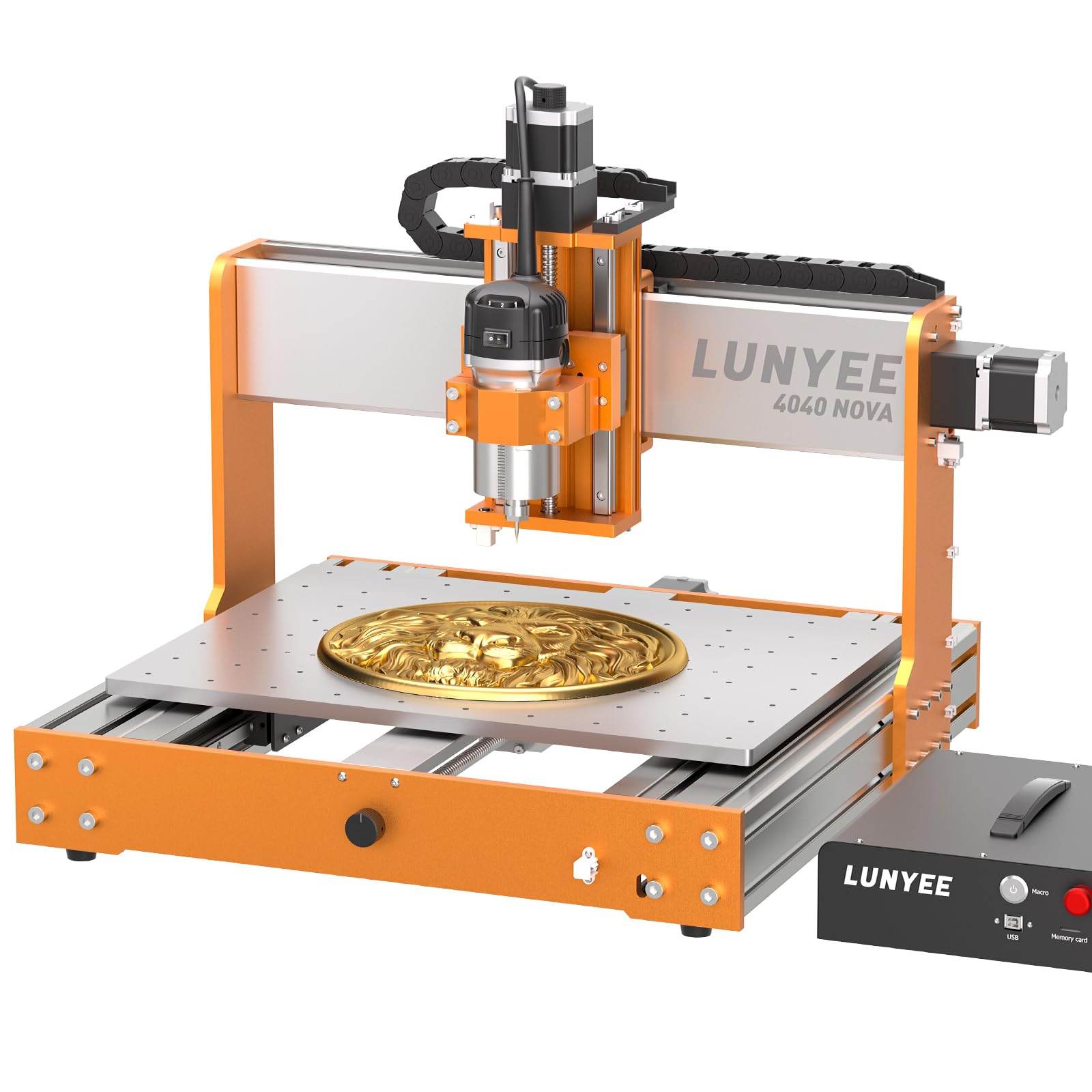 LUNYEE Máquina enrutadora CNC 4040 Nova, enrutador de 800 W con pinza ER11, rieles lineales HG15 y tornillos de bola en eje XYZ, área de trabajo de 400 x 400 mm, motores NEMA 23, CNC de escritorio