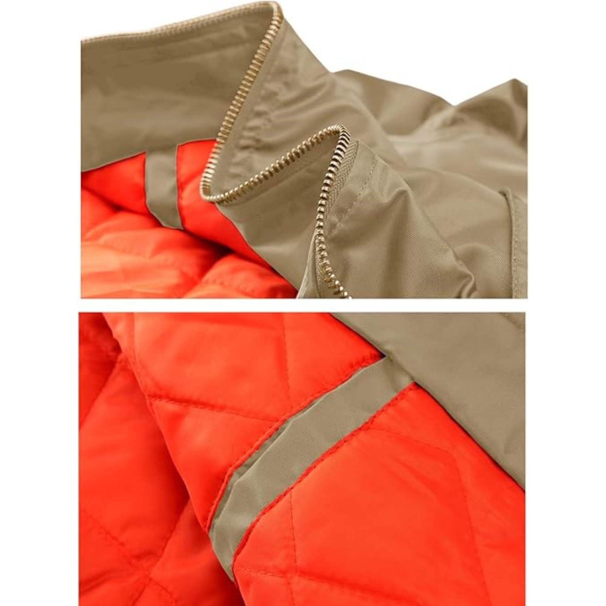 MIA FASHION Men's Bomber Jacket Fashion Lightweight Windbreaker Winter Fall Casual Jackets for Men | Full Zipper Casual Padded Polyester Jacket Khaki (Size-2XL) 2