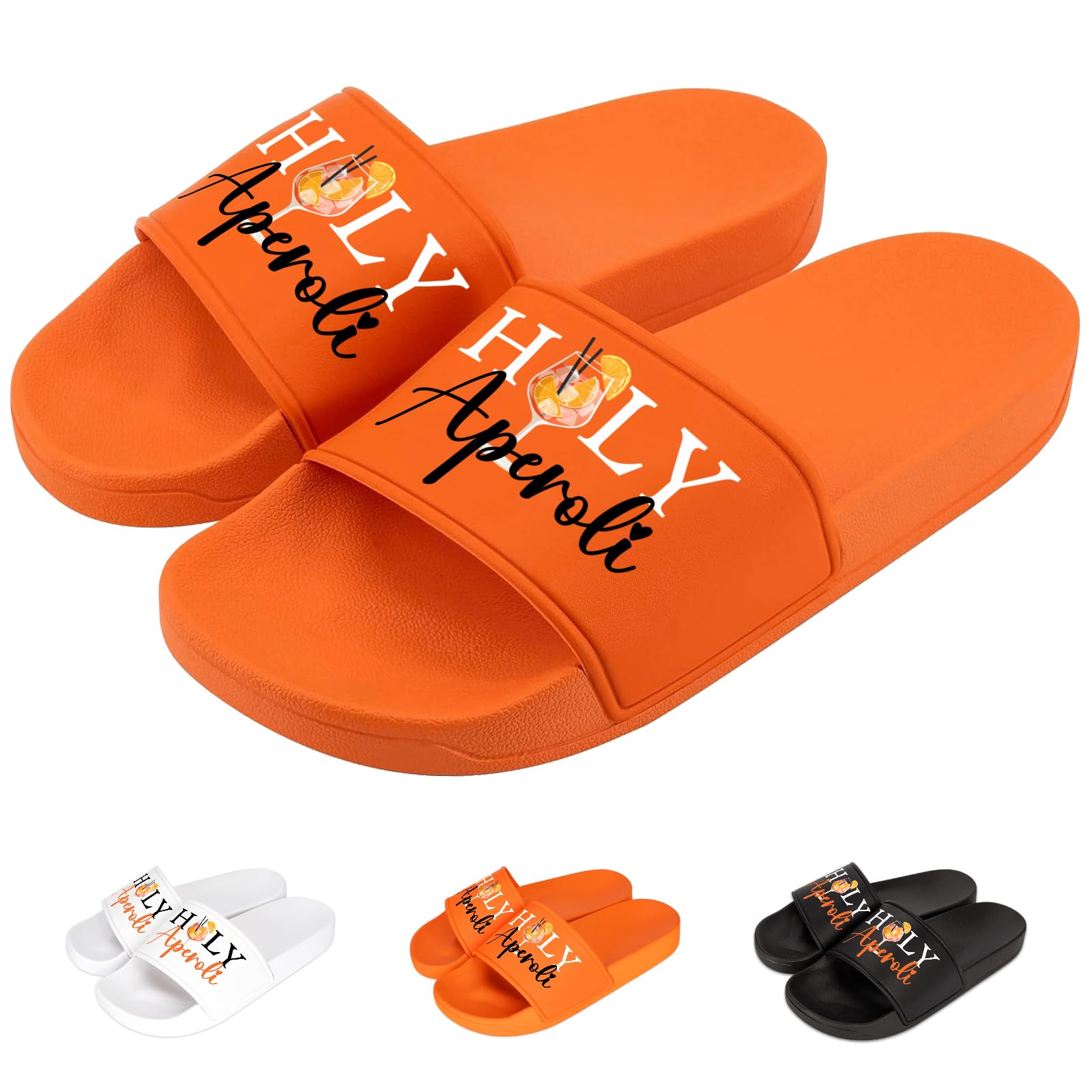Aperol Badeschlappen Damen & Herren, Aperol Spritz Schlappen Geschenk, rutschfeste Bequeme Badeschuhe, Unisex Slides für Aperol Fans Sommer Strand Party