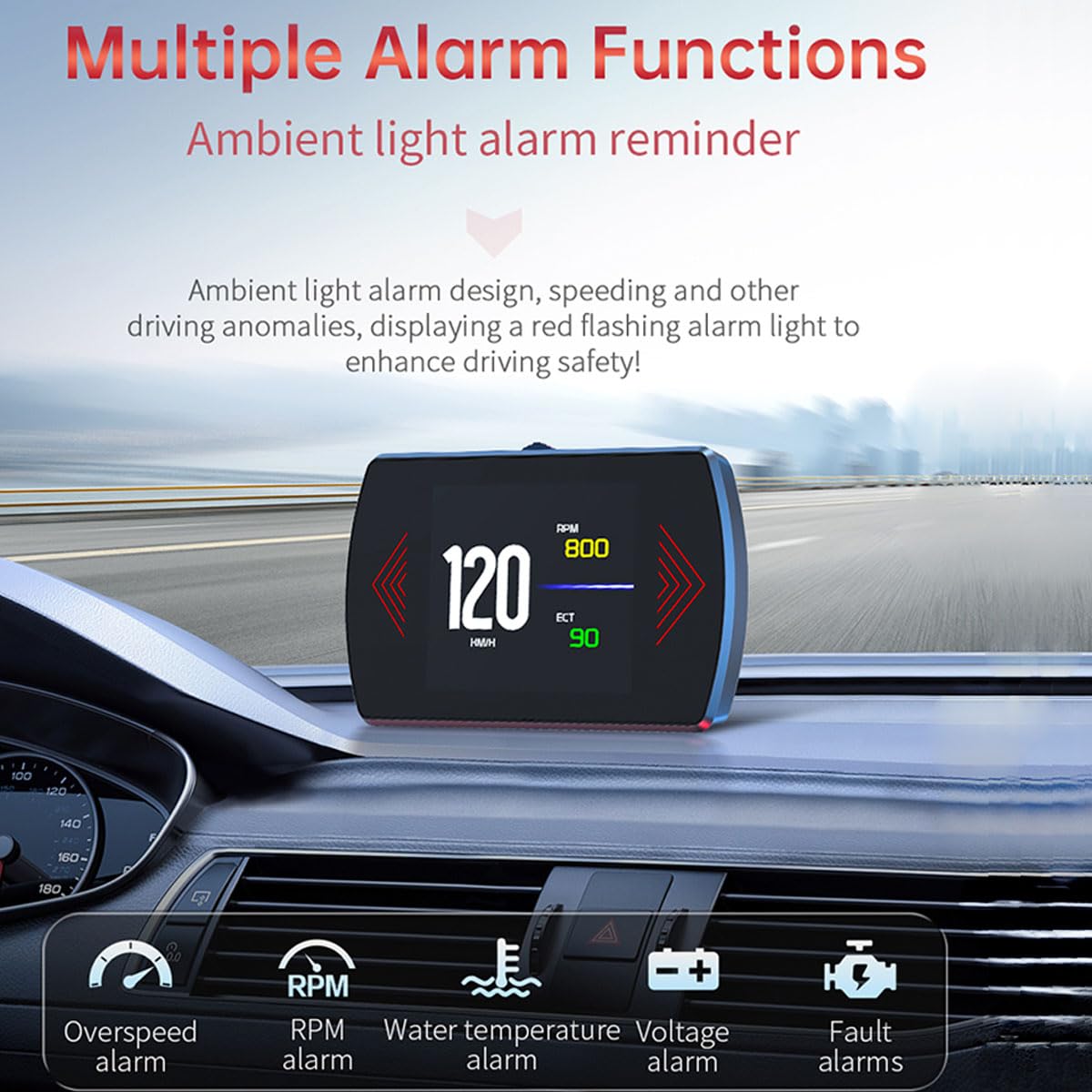P12 5.8 TFT OBD2 Hud Head Up Pantalla Digital Coche Velocidad Proyector Ordenador de a bordo OBD2 Velocímetro Parabrisas Projetor