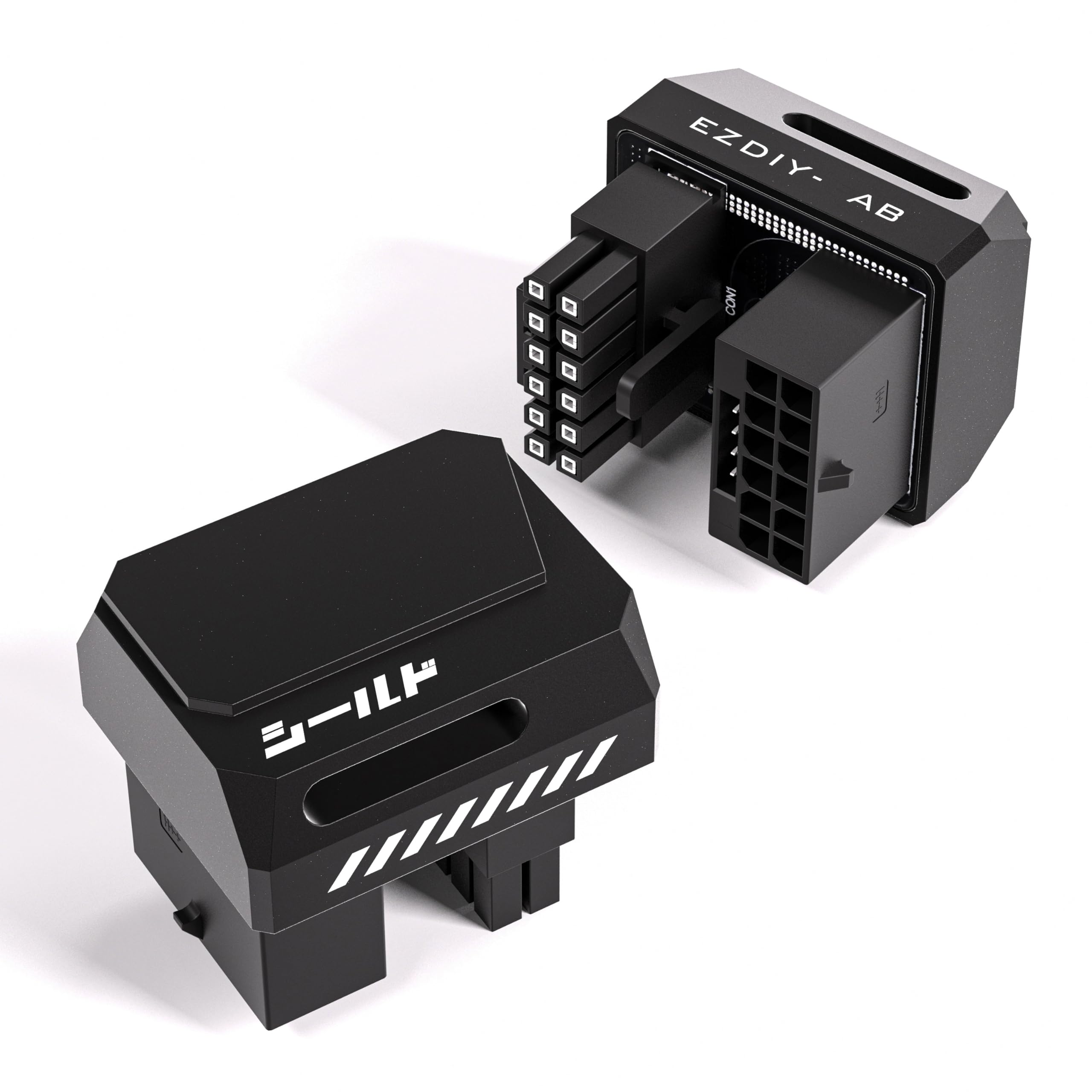 EZDIY-FAB PCIe 5.1 Adapter - 600W 12+4pin, 16pin 12VHPWR GPU Power Connector, 12V-2x6 GPU Adapter,180 Degree Right Angle - Compatible with RTX 3090Ti, 4070Ti, 4080, 4090 GPU - STD Type, Black, 1 Pack