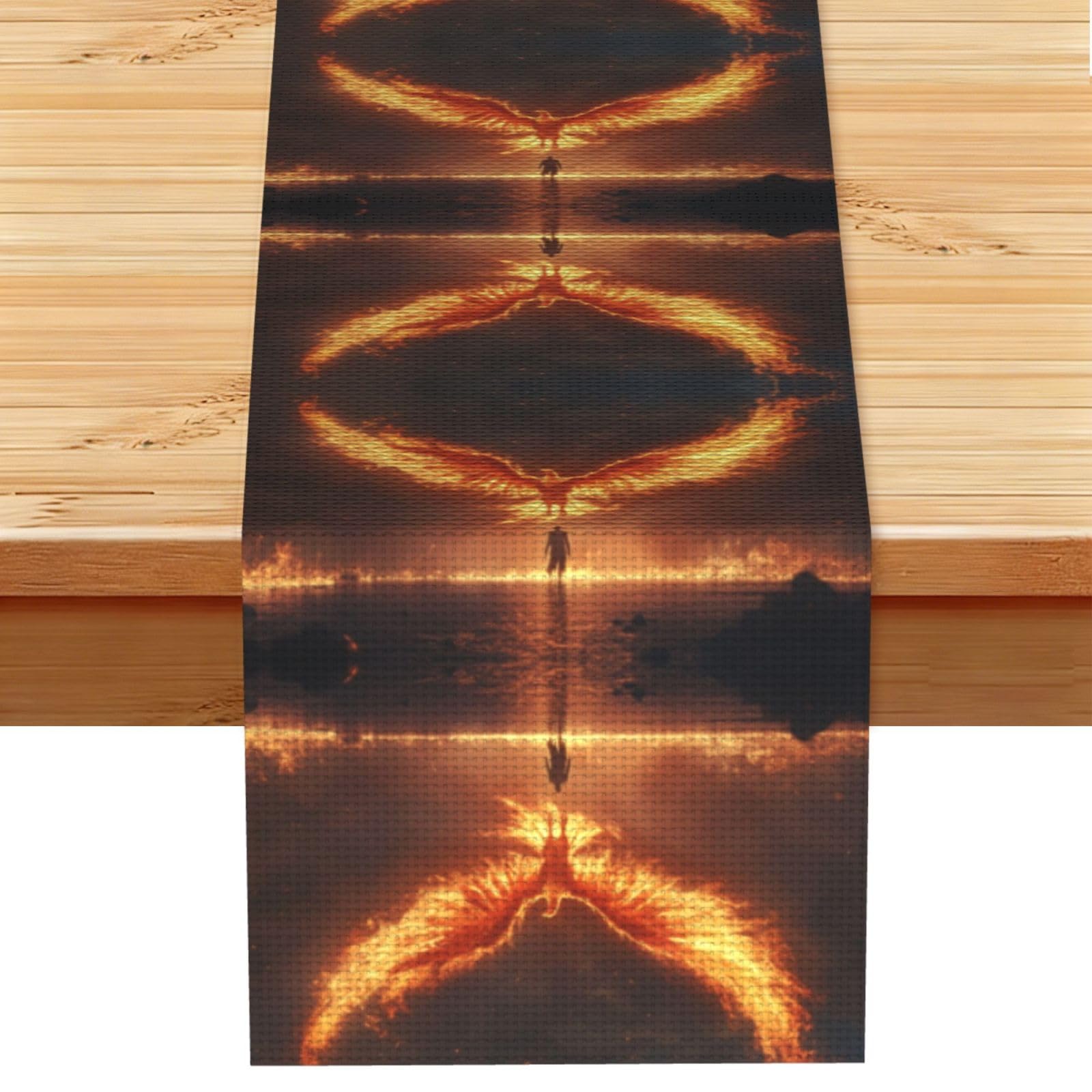 Golden Phoenix Print Table Runner World Cup-Themed Dining Table Decor for Coffee Dining Table and More