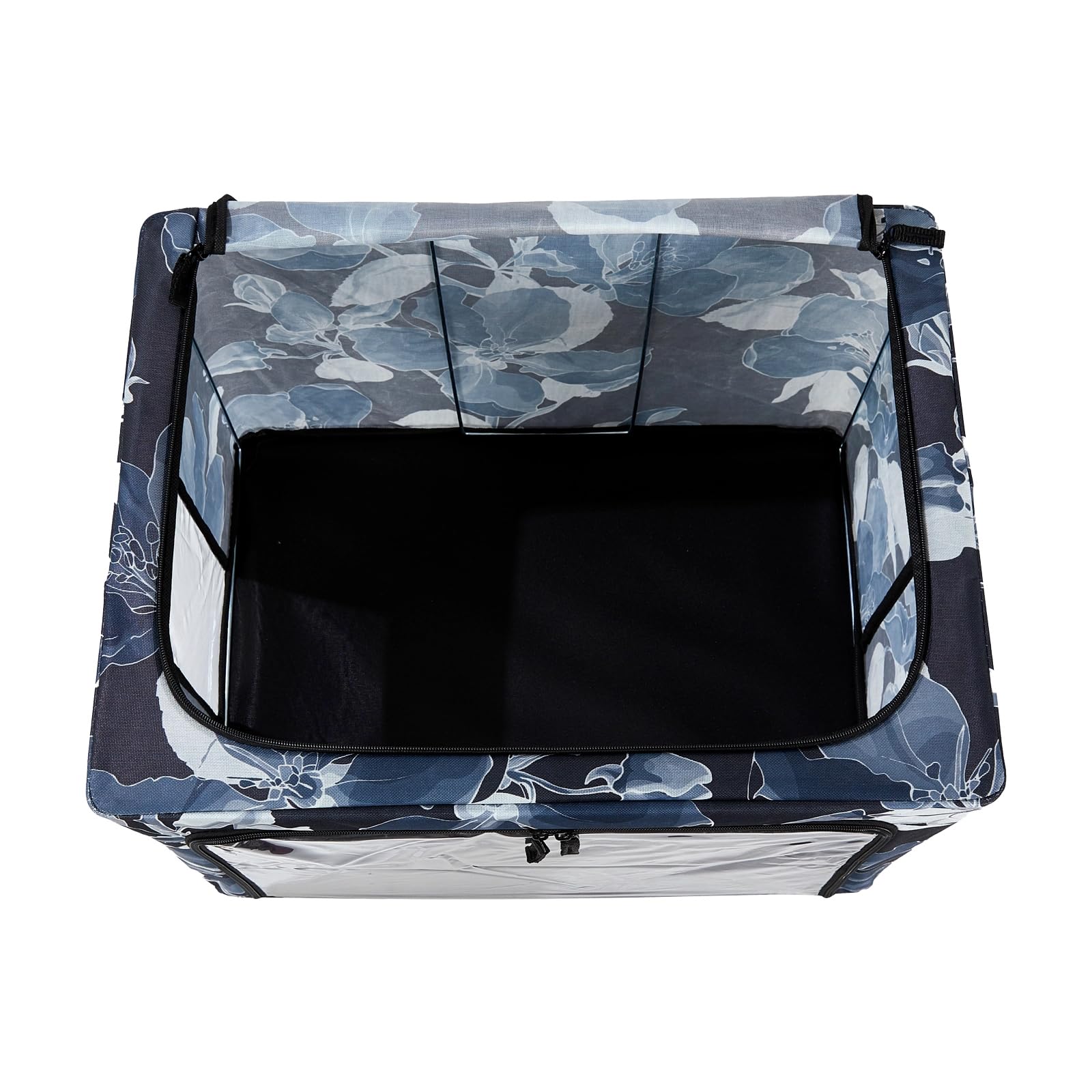Periea ‘Beau’ Folding Collapsible Stackable Fabric Home Storage Boxes with Steel Frames (Black Grey Floral, Large) — view 9