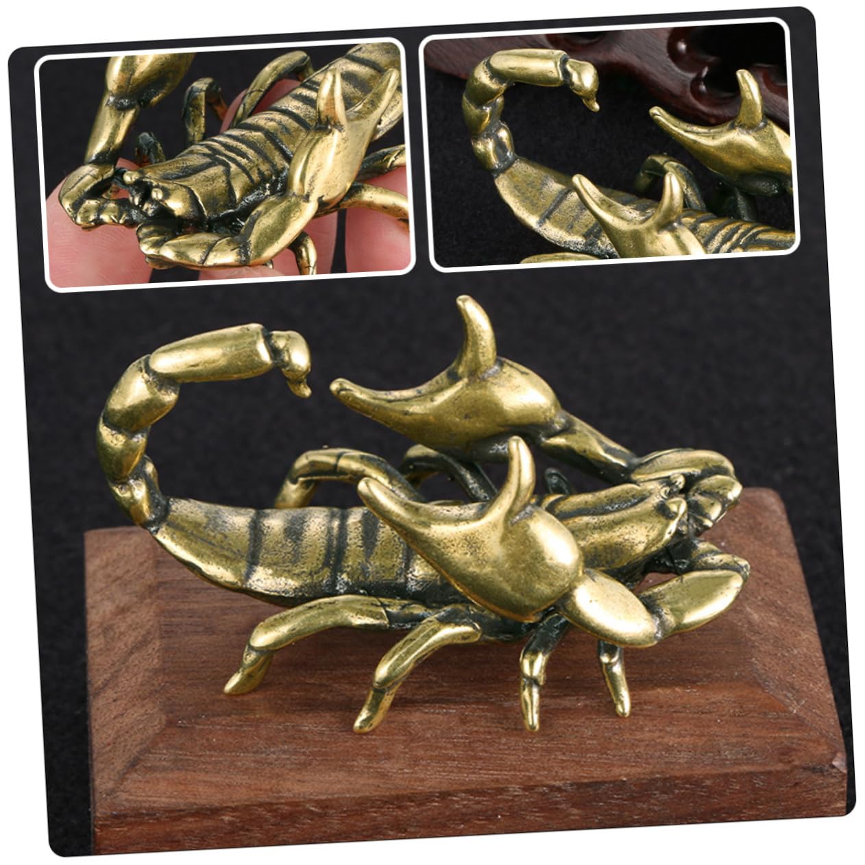 Cabilock Tiger Stiftablage 4 Stück Stift Ruhen Ornamente Zarte Stiftablage Feng-Shui-Statue Tischdekoration Feng-Shui-skulptur Stifthalter in Skorpionform -Figur Bürstenablage Golden Messing