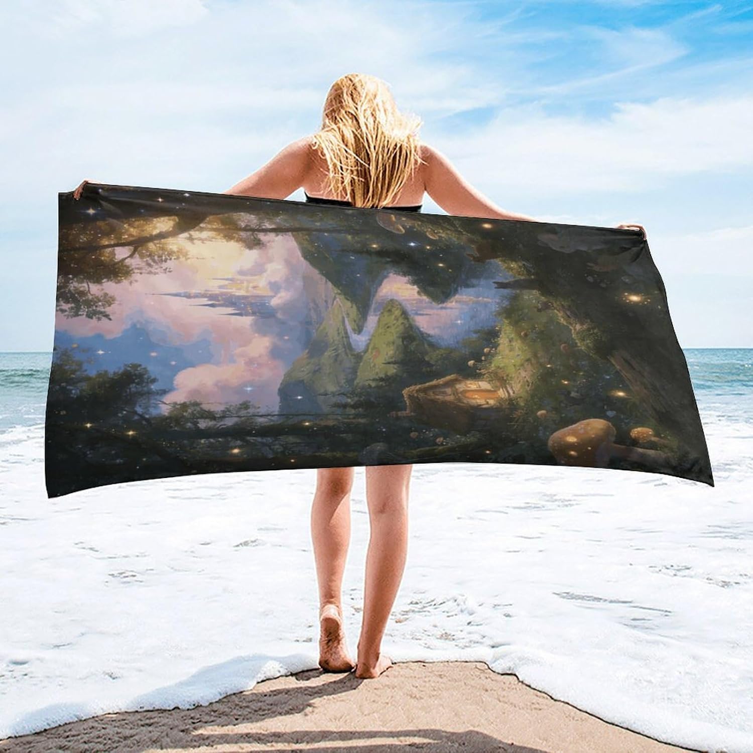 Fairytale Land Bath Towel, Highly Absorbent & Quick Drying Beach Towel, Compact & Lightweight Pool Towel for Bathroom, Beach, Pool, Gym, Spa, and Hotel Use